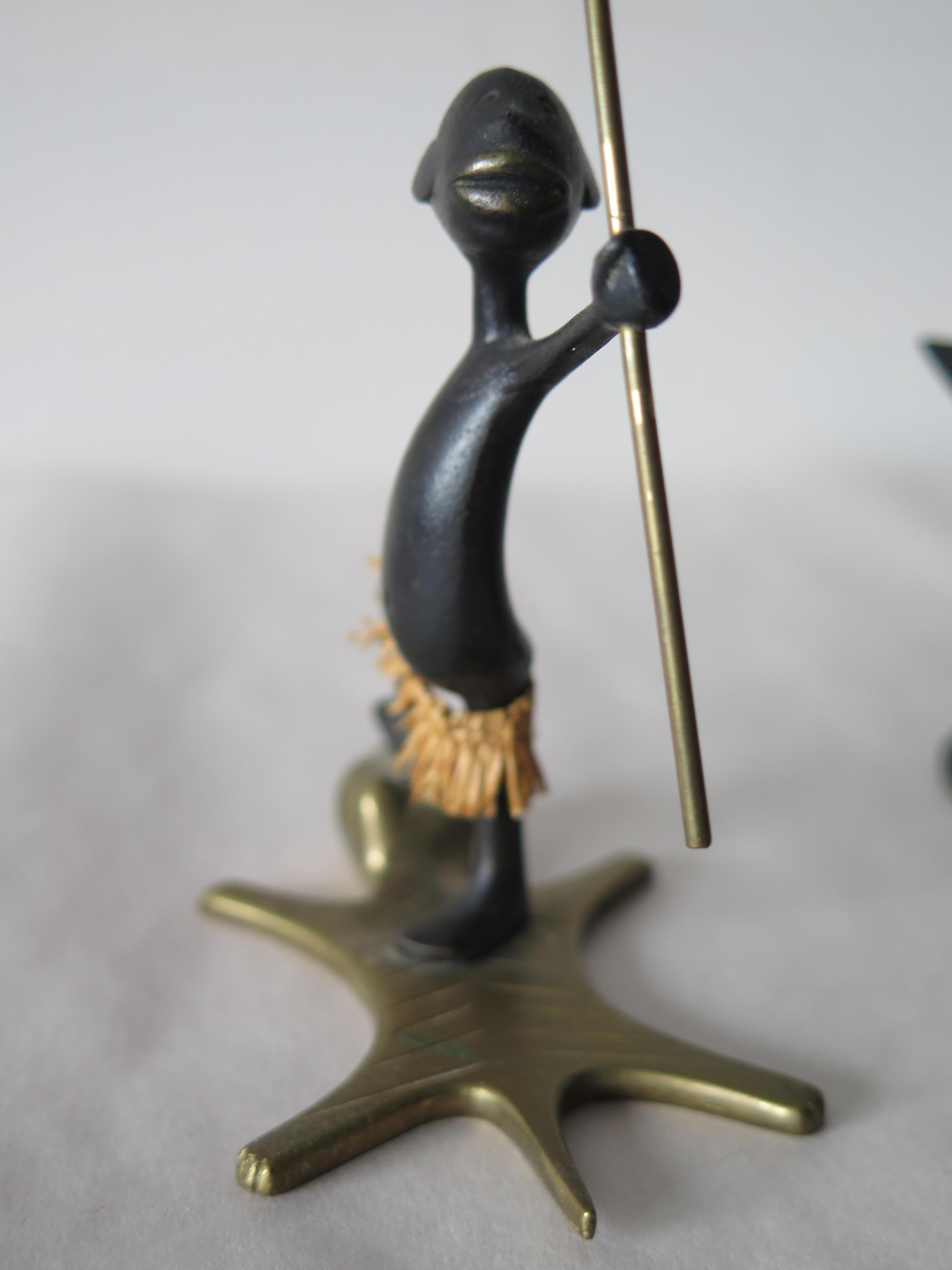 African Native Warrior Bronze Sculptures, Werkstatte Hagenauer, Austria, 1950s For Sale 10