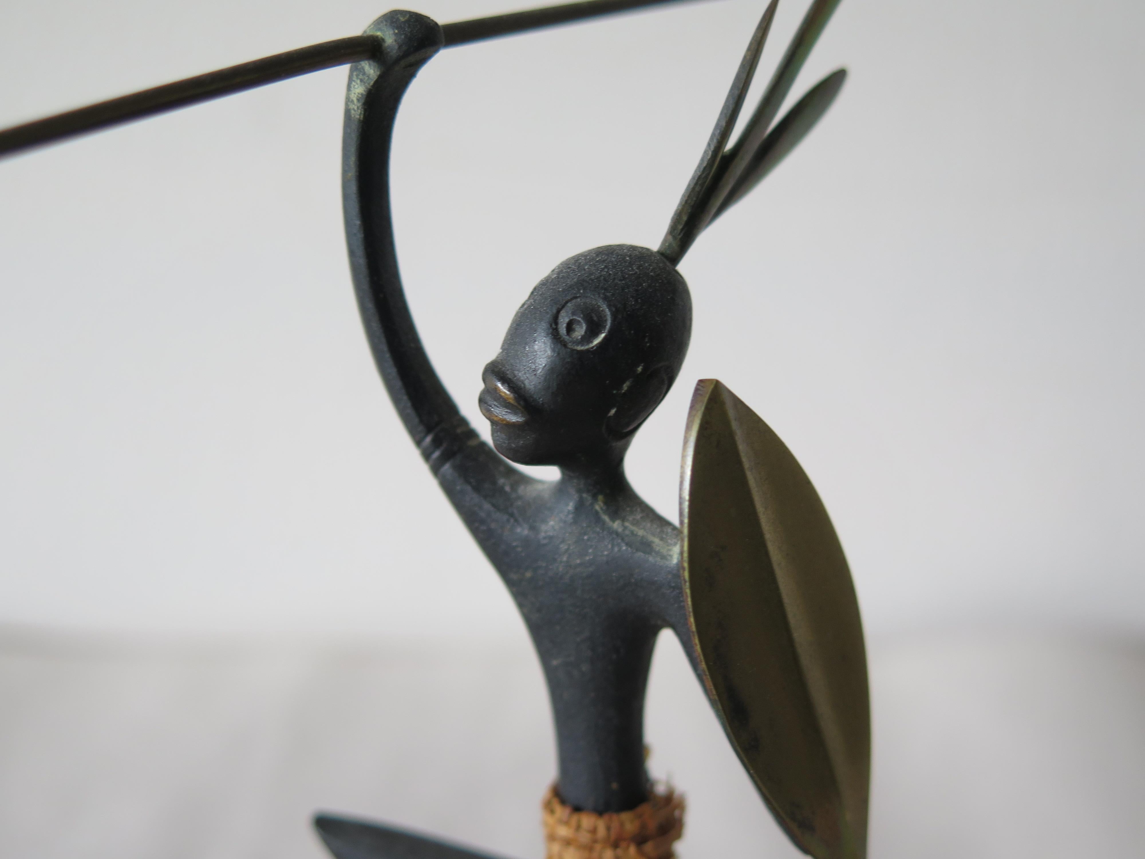 African Native Warrior Bronze Sculptures, Werkstatte Hagenauer, Austria, 1950s For Sale 11