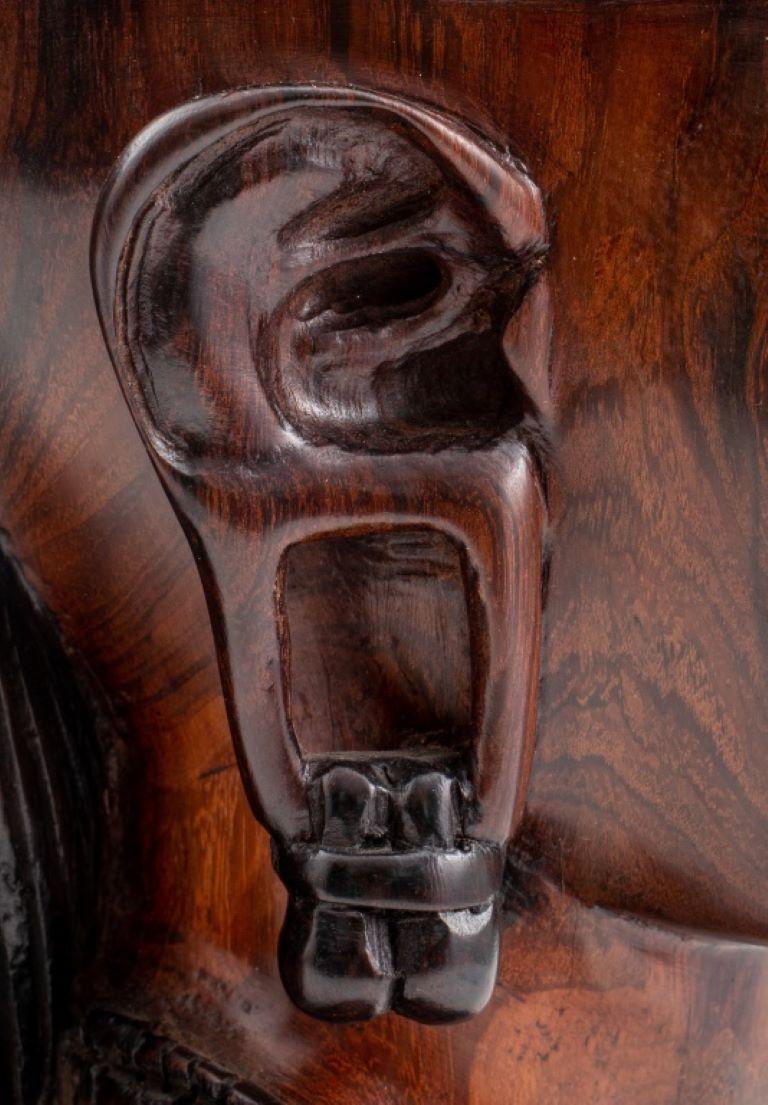 Wood African Ndaka Hardwood Carved Busts, Pair For Sale