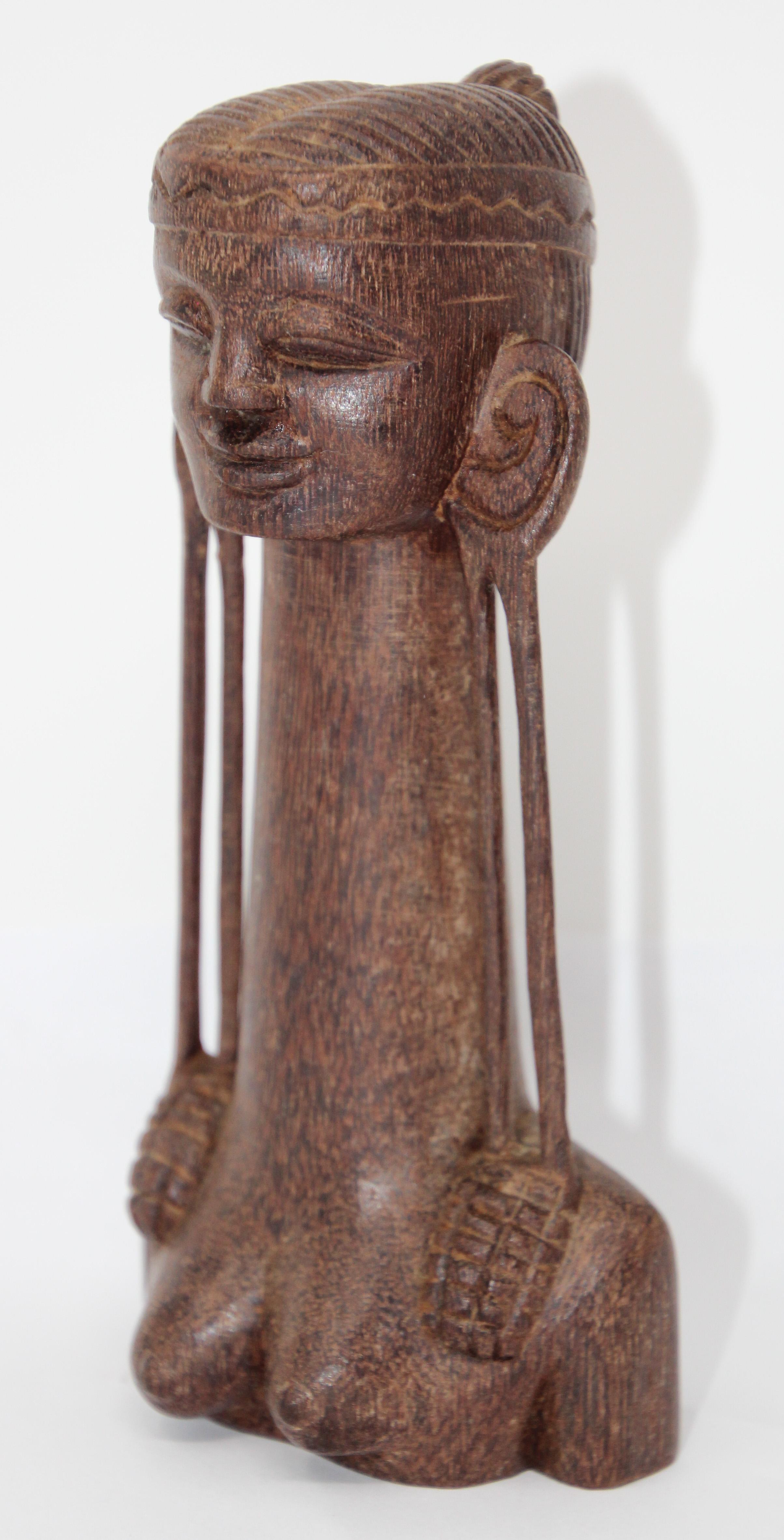 Figurines Antique African Carved Wood Folk Art Sculpture Tribal Woman