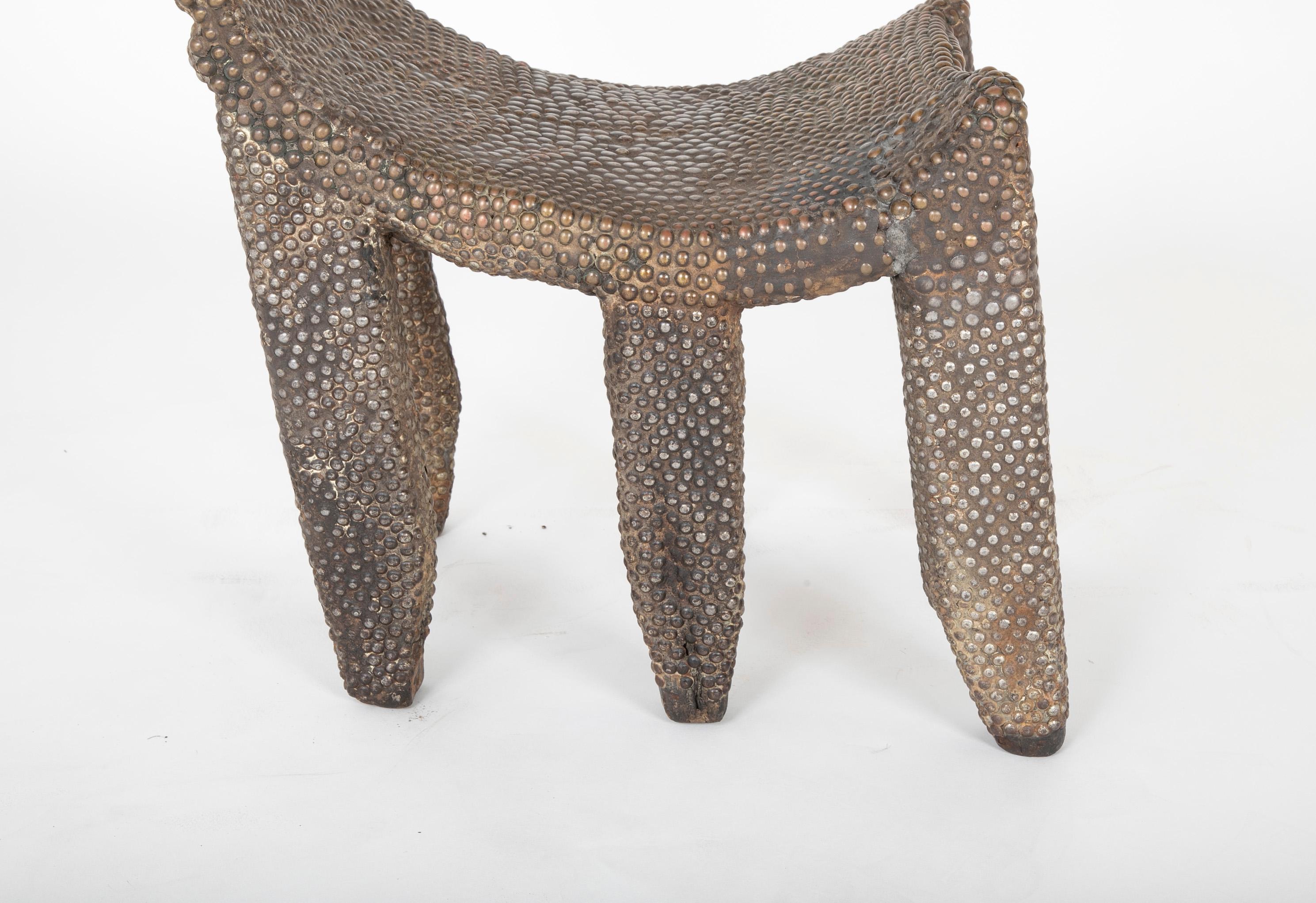 Wood African Ngombe Studded Chair