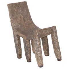 Antique African Ngombe Studded Chair