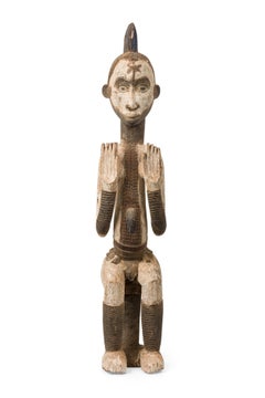 African Nigeria 20th Century Carved Wood Igbo Female Village Guardian Figure