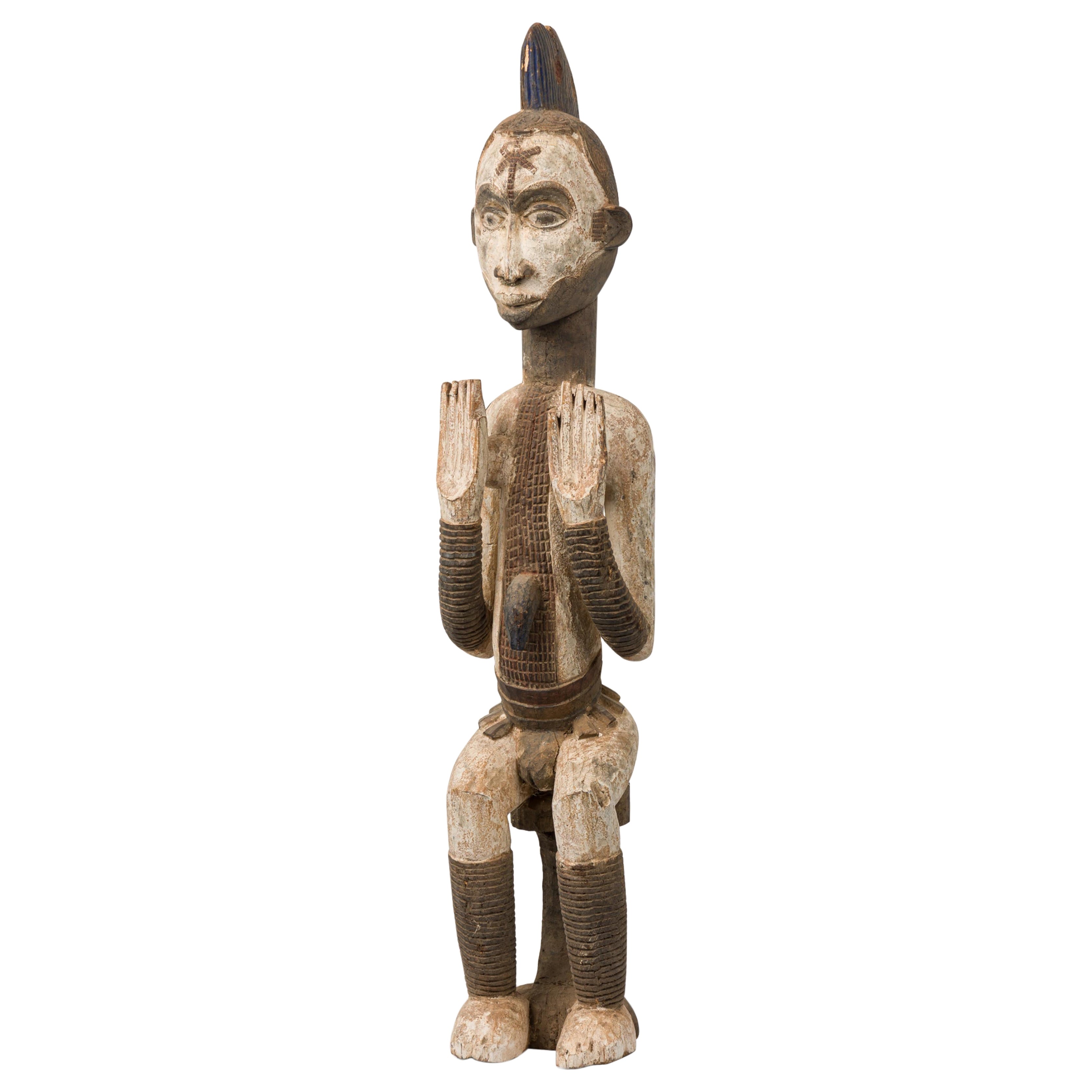 African Nigeria 20th Century Carved Wood Igbo Female Village Guardian Figure