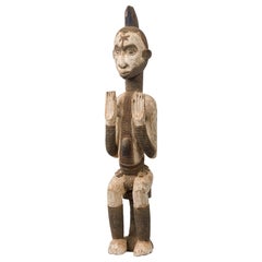 African Nigeria 20th Century Carved Wood Igbo Female Village Guardian Figure