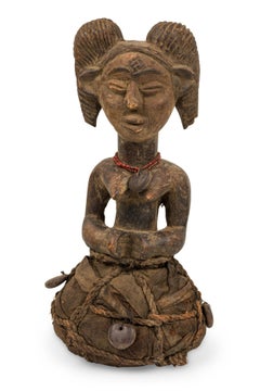 African Nigeria 20th Century Hand Carved Female Ibibio Figure