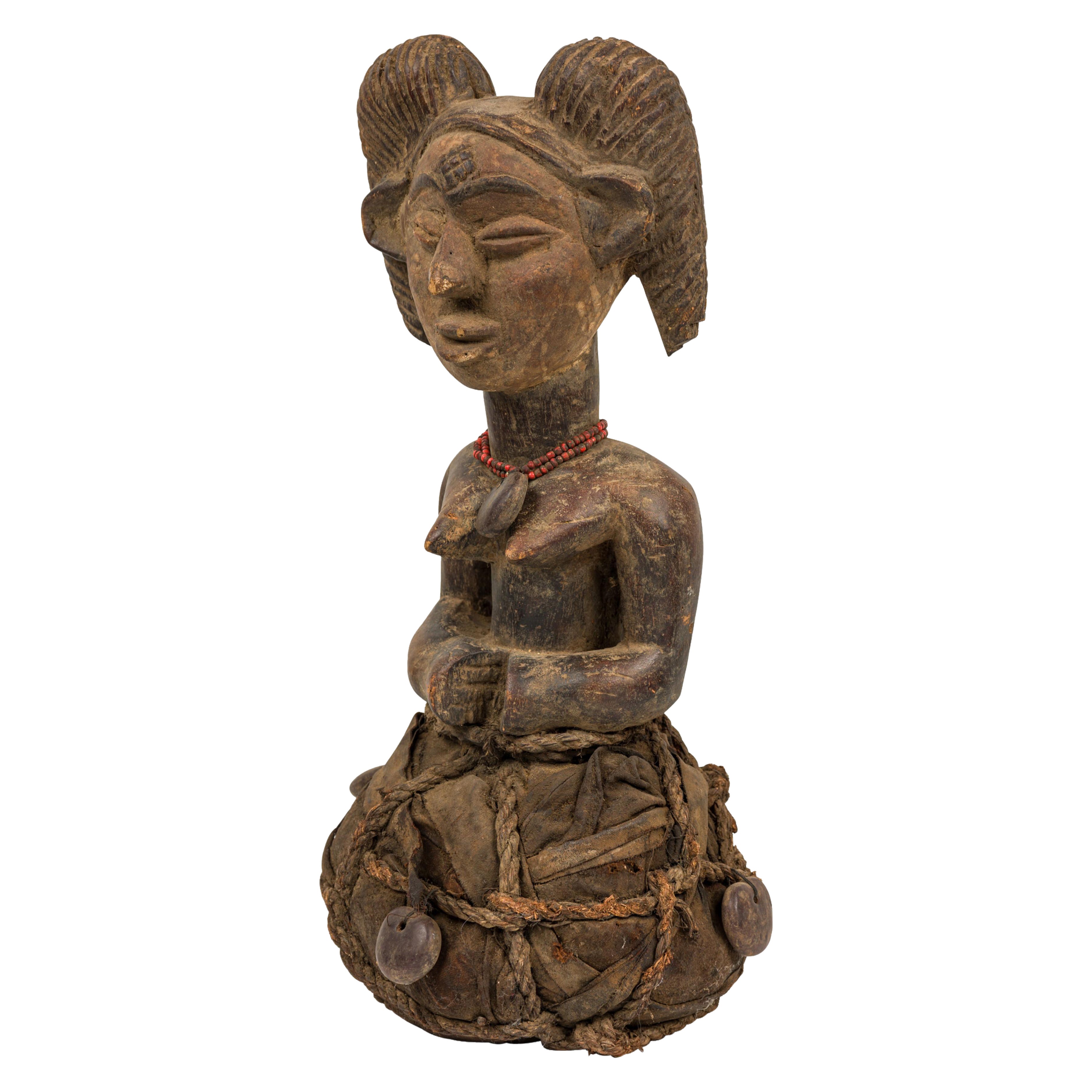 African Nigeria 20th Century Hand Carved Female Ibibio Figure
