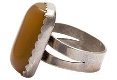 African Nigerian Sterling Silver Butterscotch Amber Ring