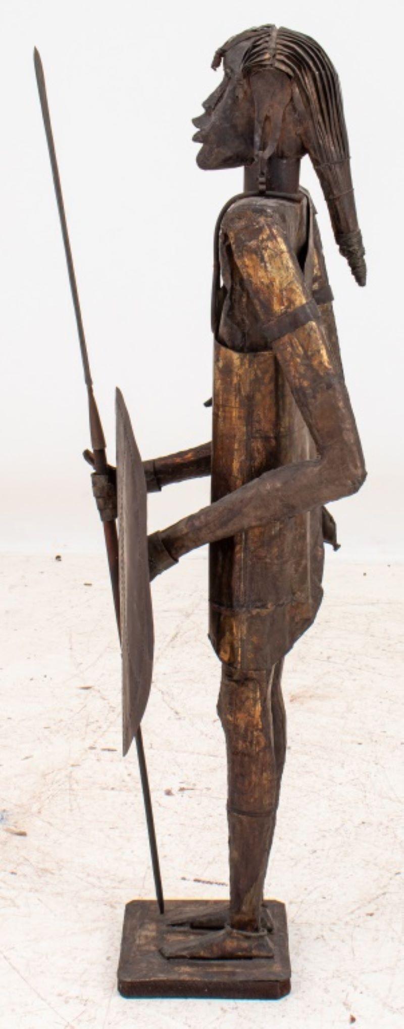 African / Oceanic Warrior Metal Sculpture Signed For Sale 2