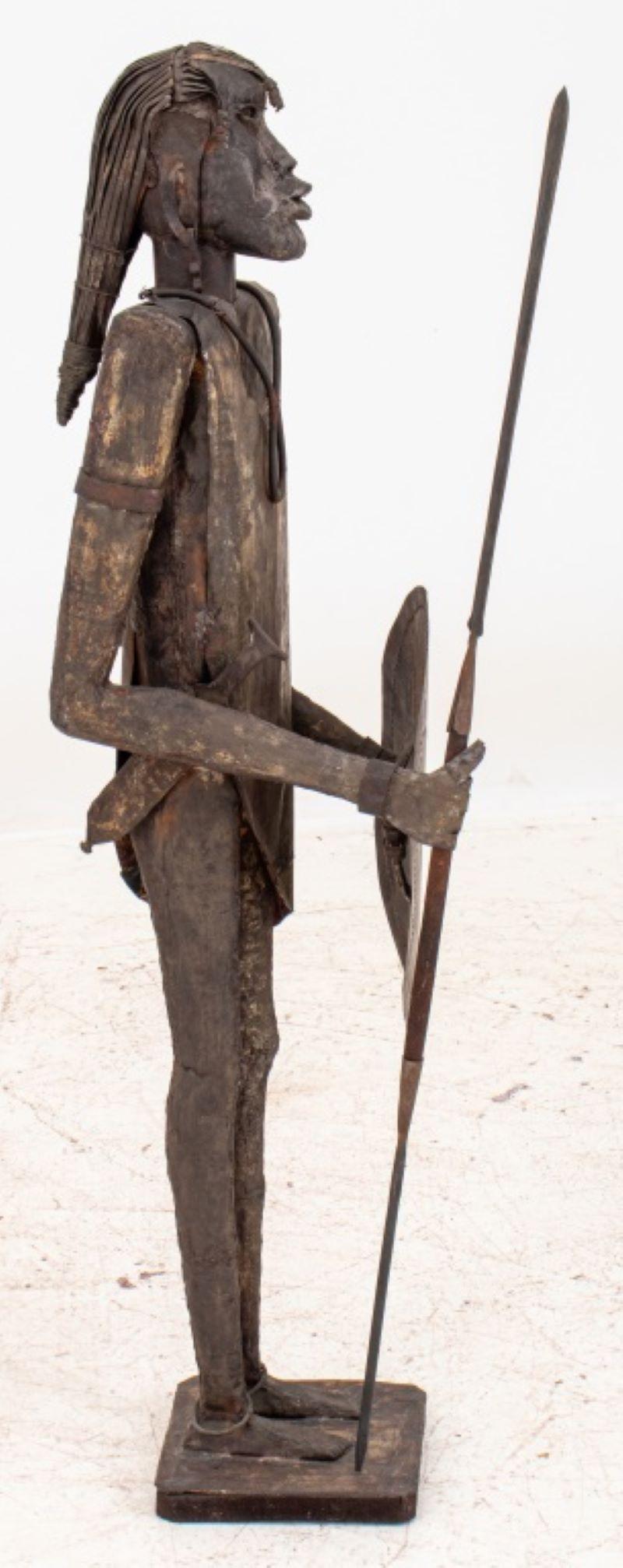 African / Oceanic Warrior Metal Sculpture Signed For Sale 4