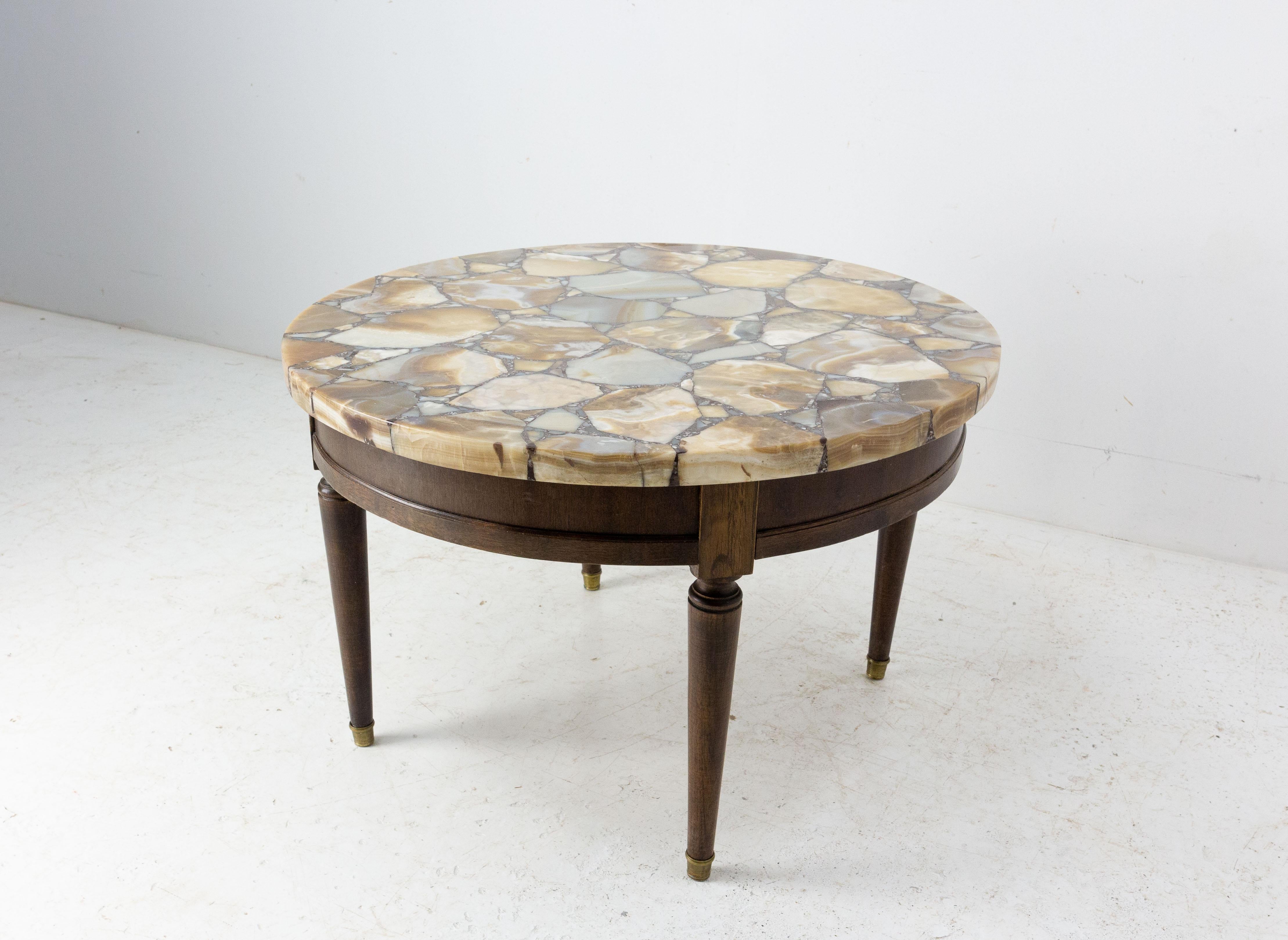 round onyx coffee table