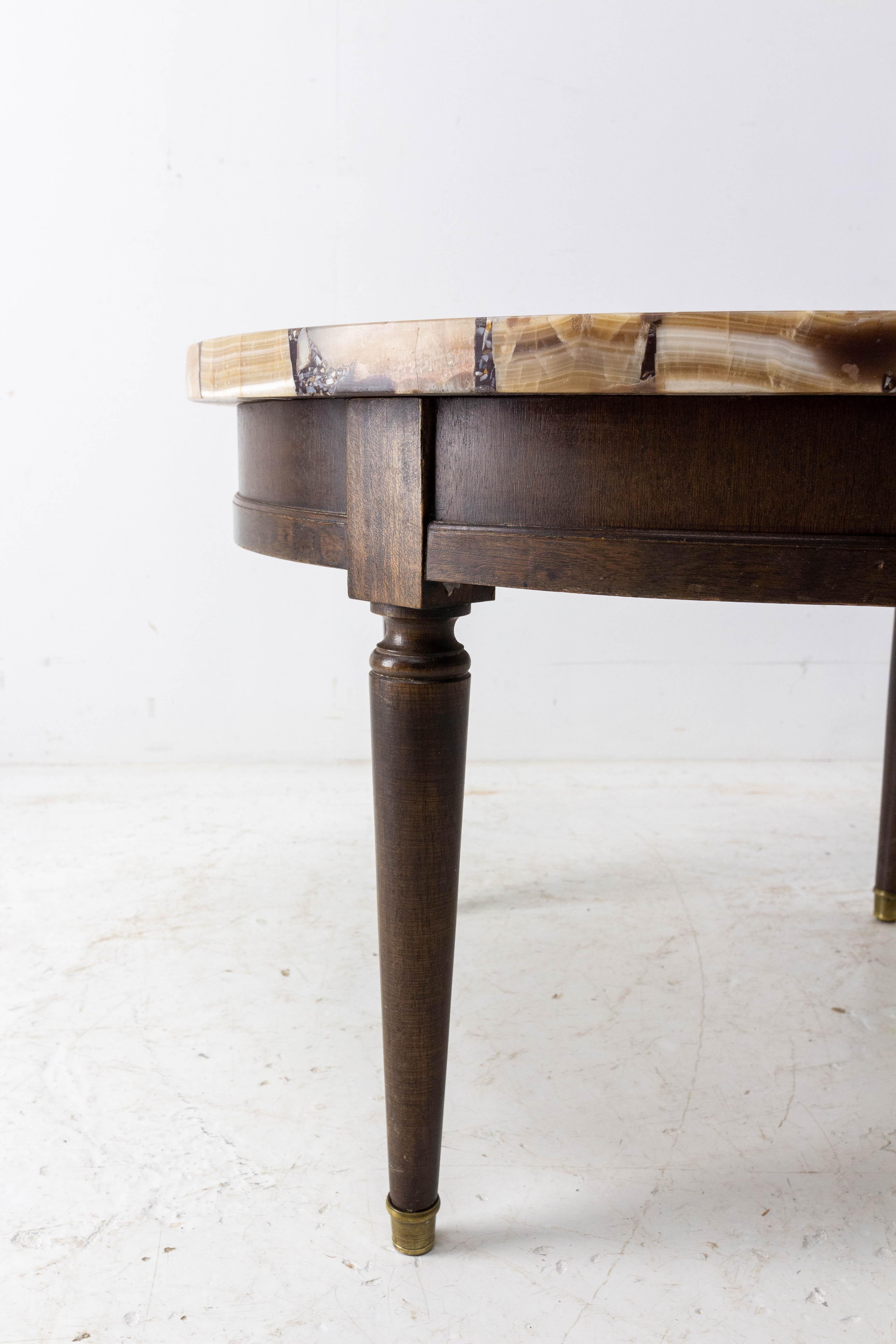 Mid-20th Century African Onyx Coffee or Side Table in the Louis XVI Style, France circa 1960 For Sale