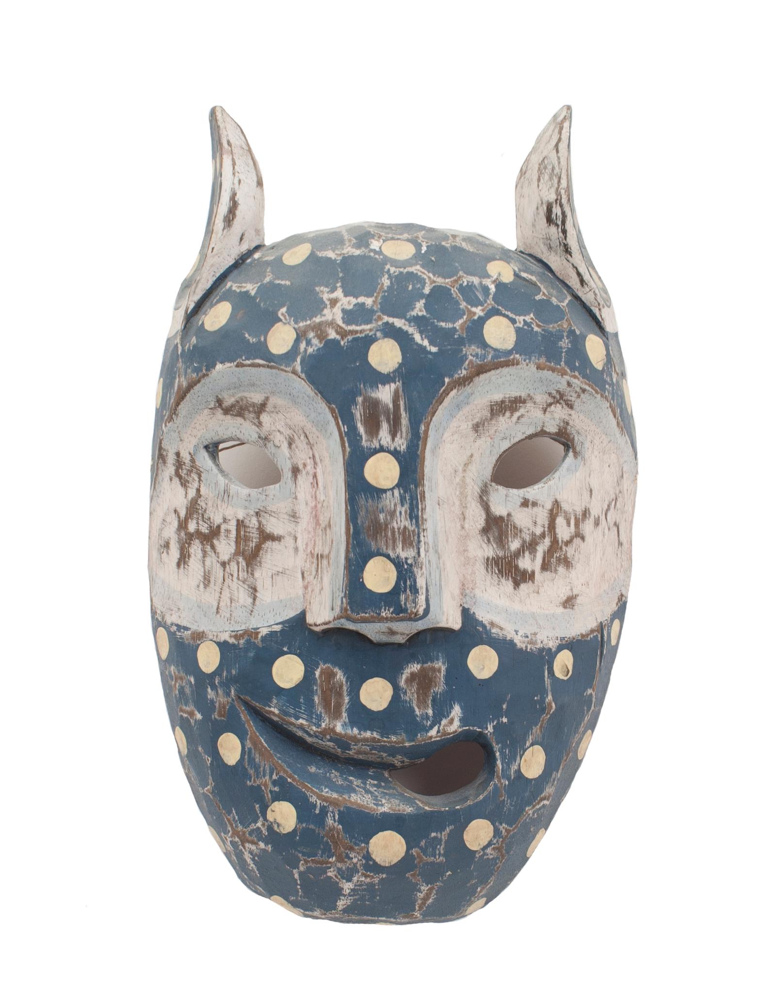 4 African style carved and painted wooden masks with straps for wall hanging (PRICED EACH)