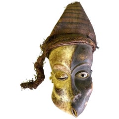 African Pende Mbangu Asymmetrical Carved Wood Mask