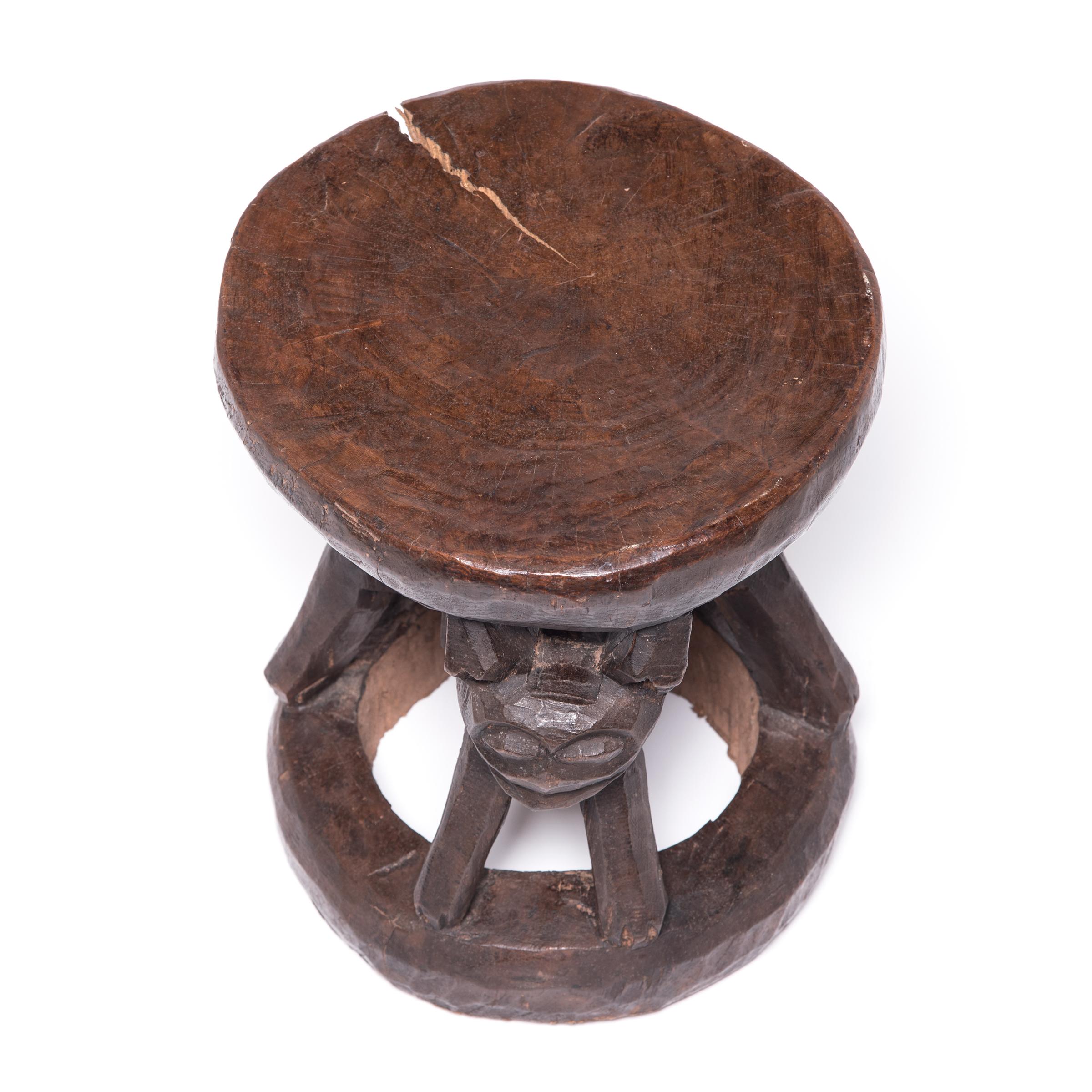 Cameroonian African Bamileke Animal Stool