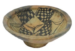 African Pottery Bowl with Geometric Pattern Early 20th Century