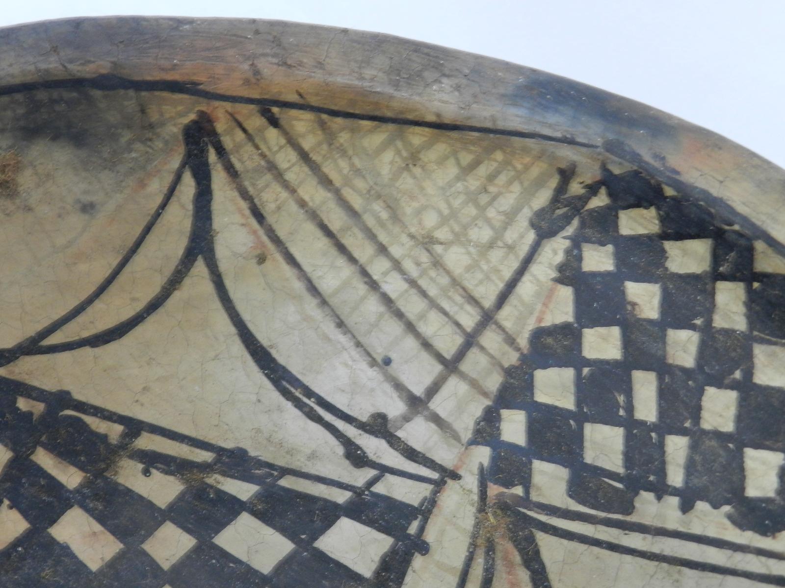 Primitive African Pottery Bowl with Geometric Pattern Early 20th Century For Sale