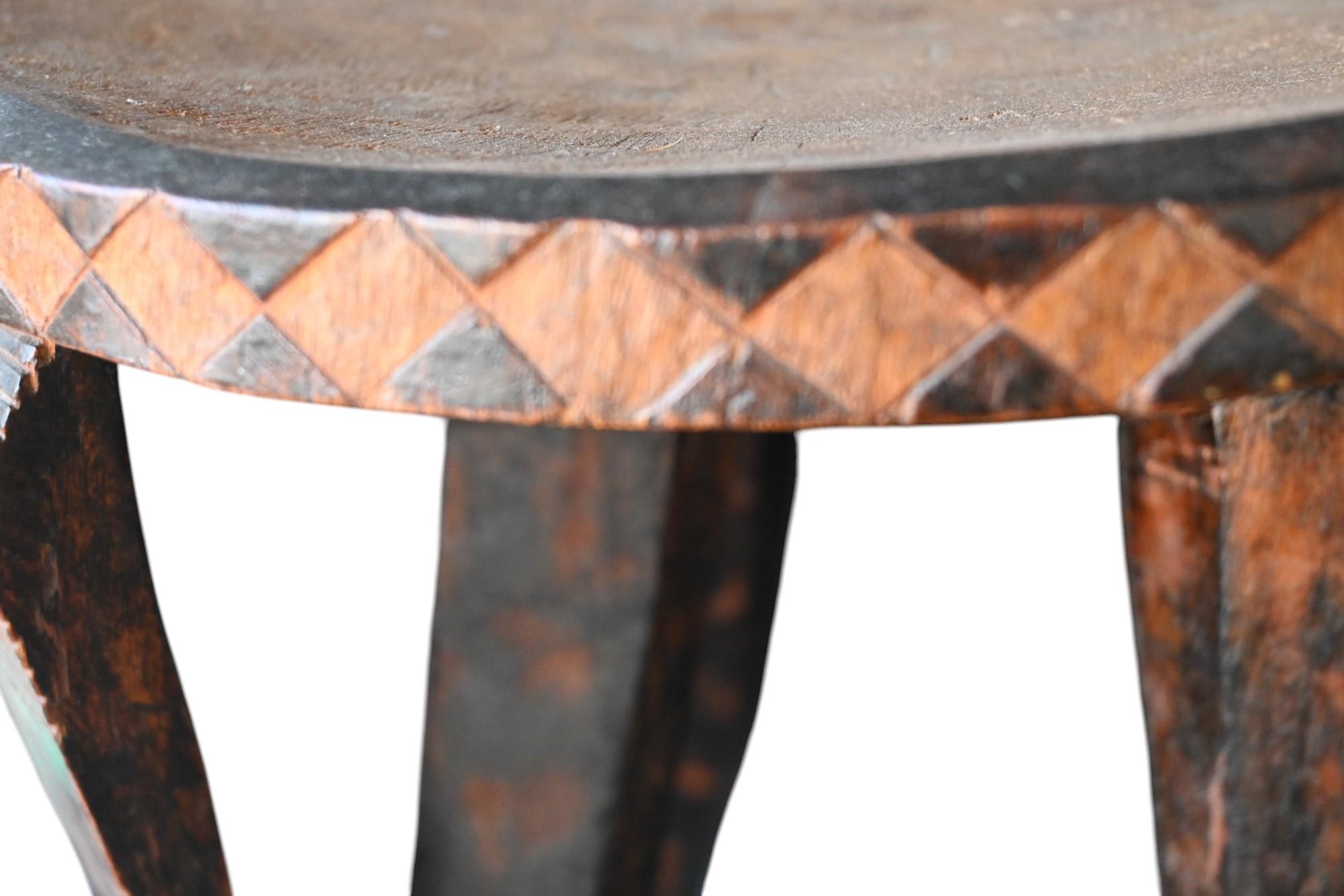 Hand-Carved African Prestige Stool – Zambia (bemba/lunda), Mid-20th Century For Sale