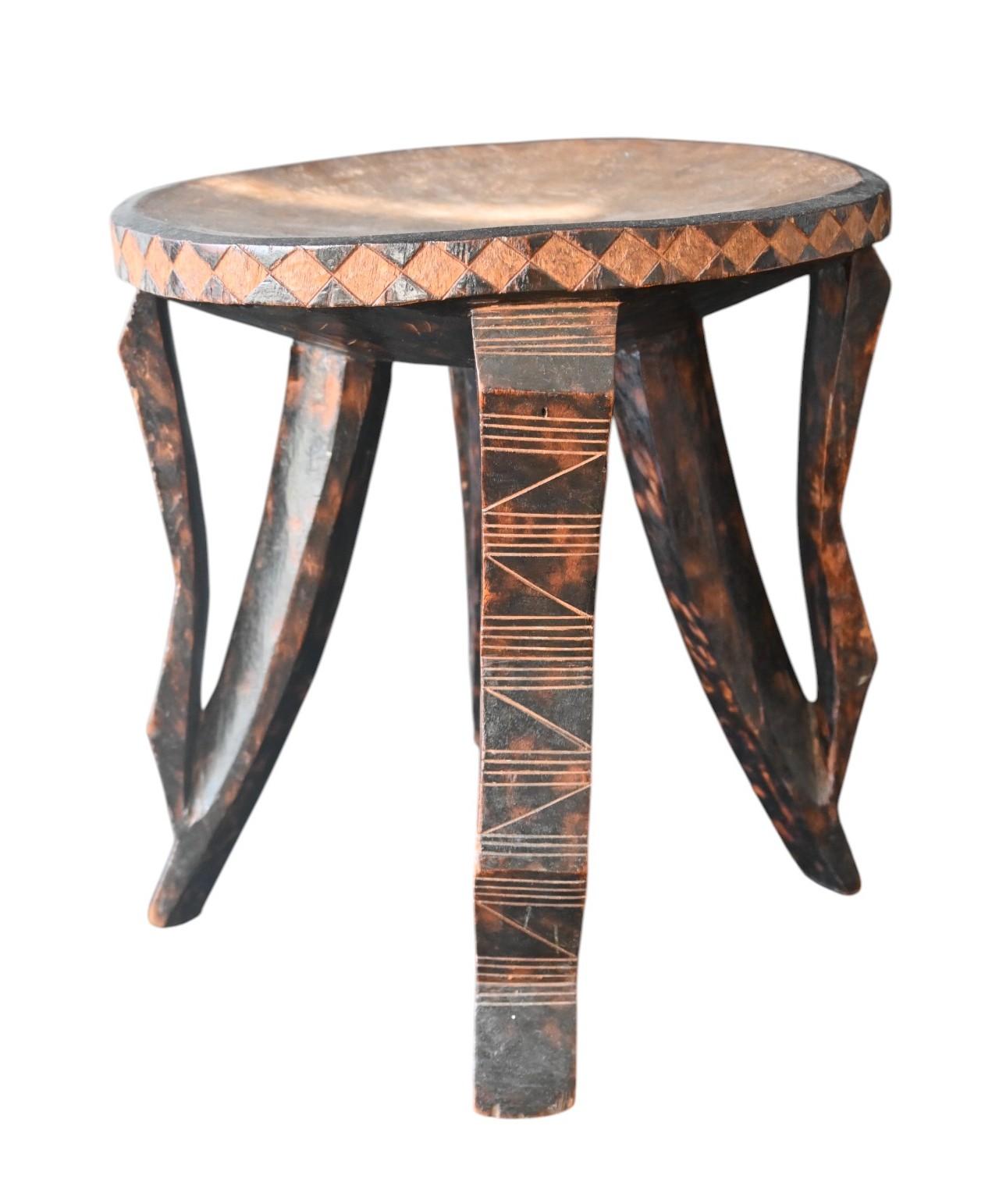 Wood African Prestige Stool – Zambia (bemba/lunda), Mid-20th Century For Sale