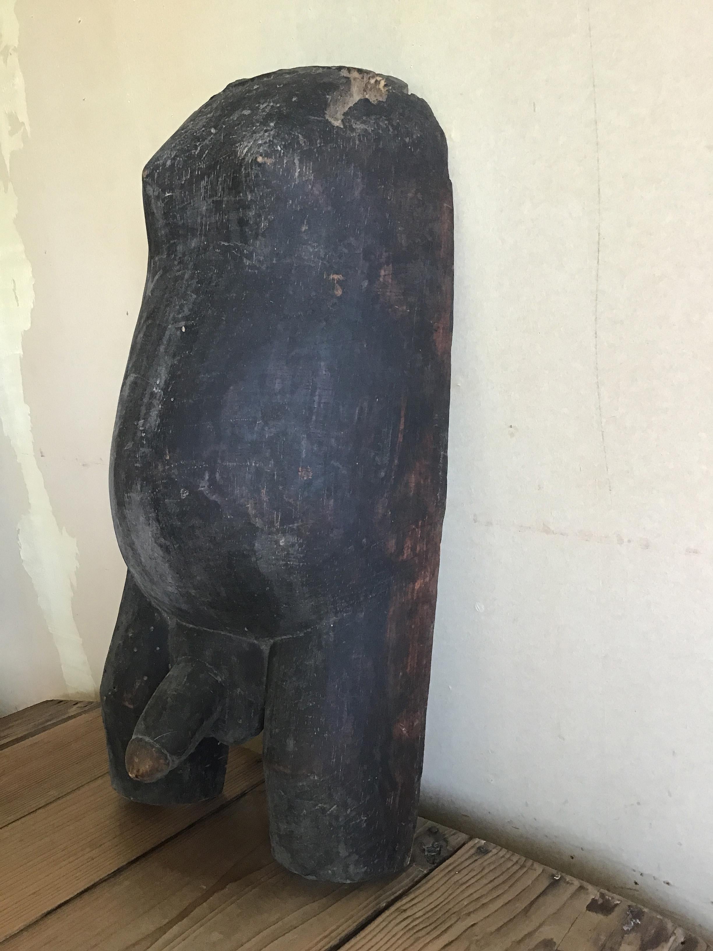 Tribal African Primitive Wood Carving Torso Body Mask with Phallus For Sale