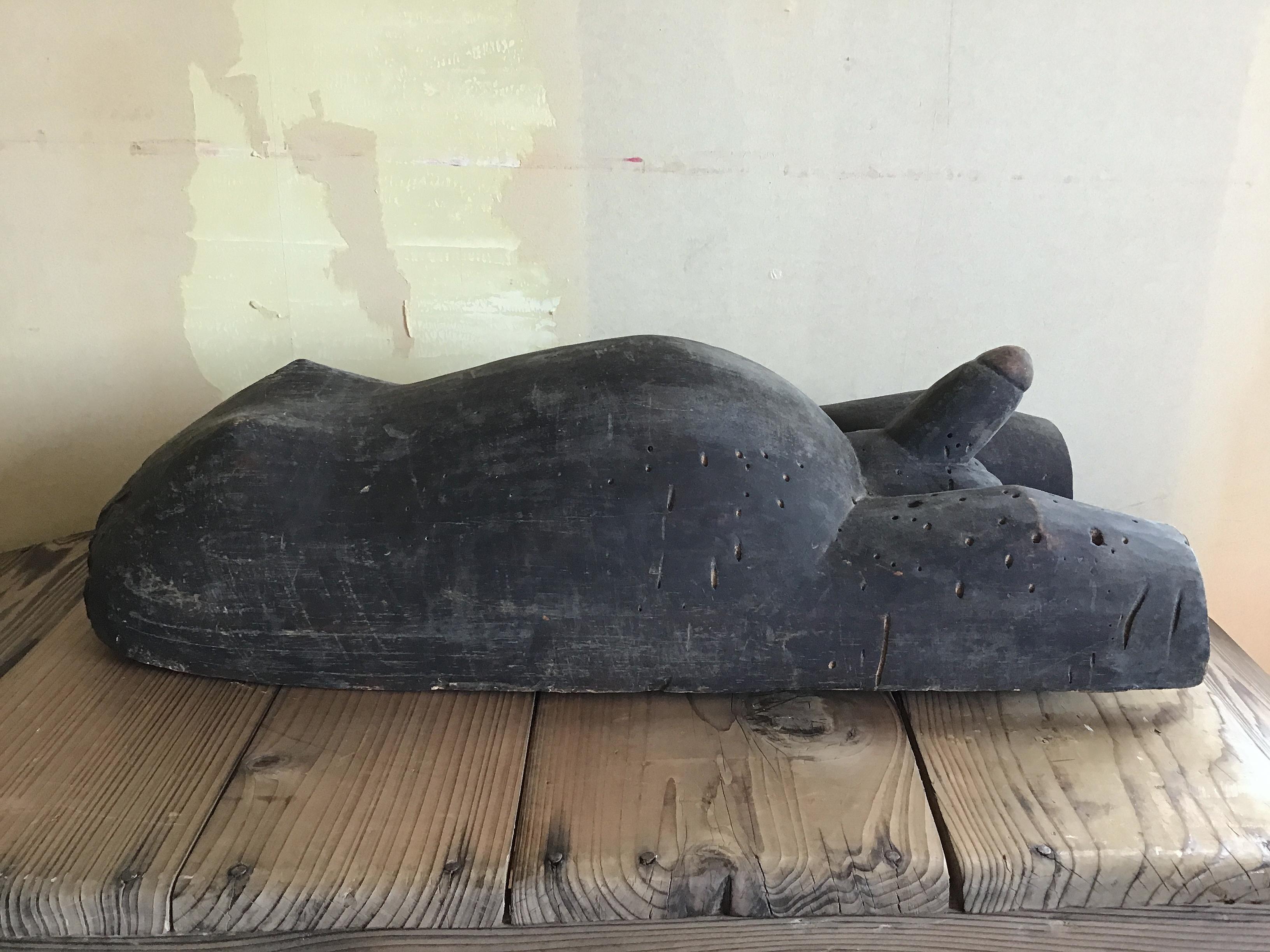 African Primitive Wood Carving Torso Body Mask with Phallus In Fair Condition For Sale In Chiba, JP