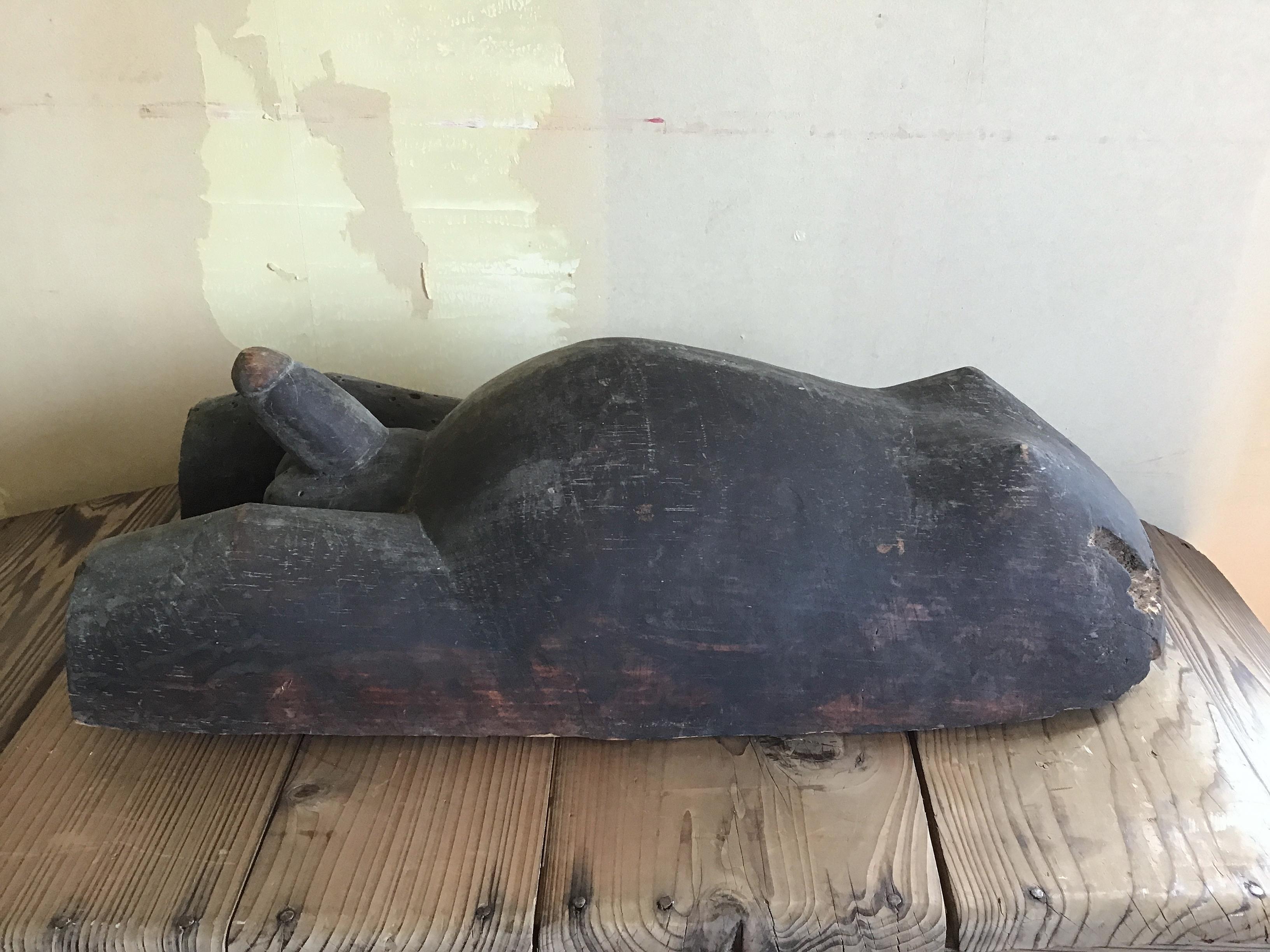 20th Century African Primitive Wood Carving Torso Body Mask with Phallus For Sale