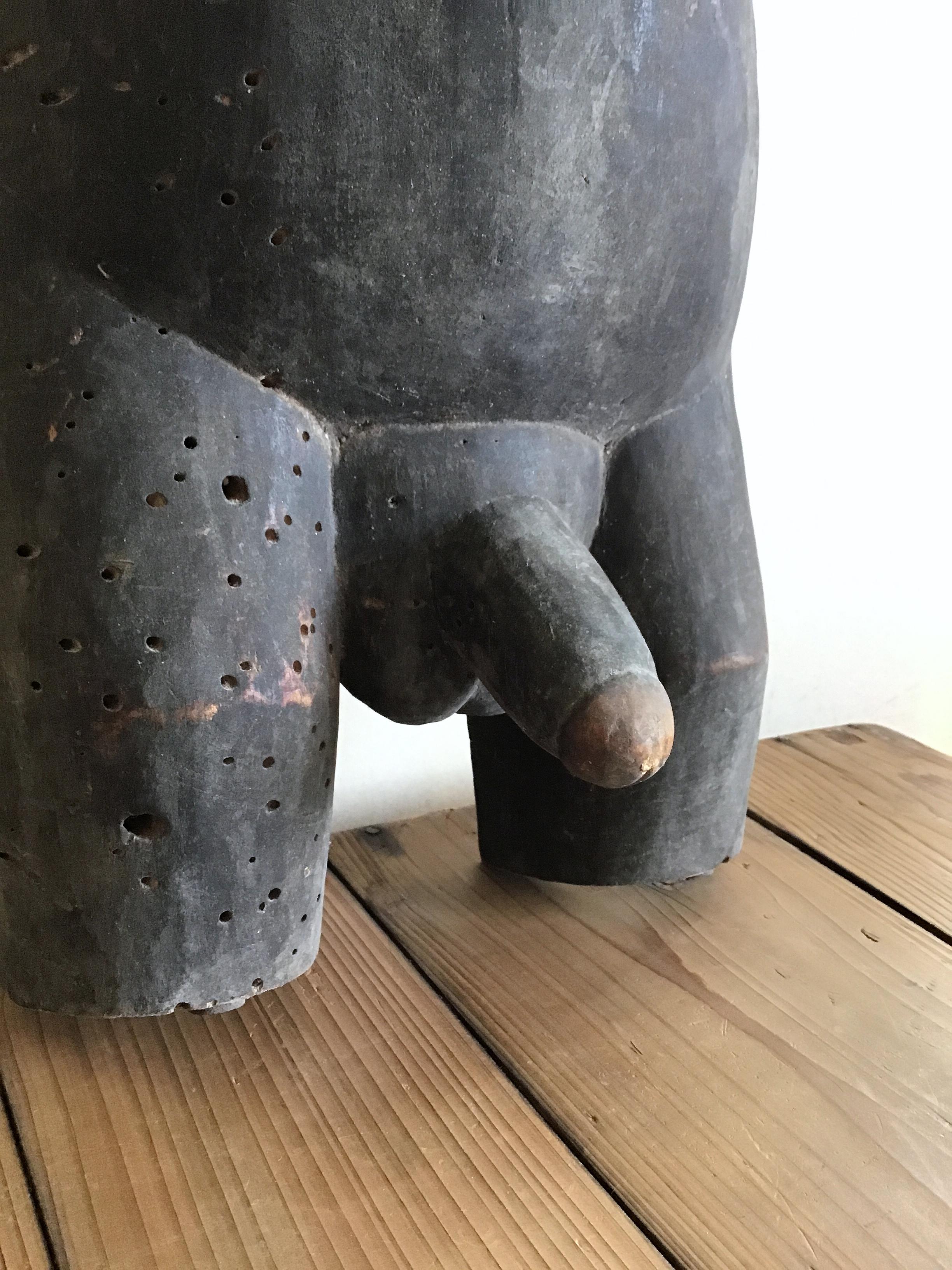African Primitive Wood Carving Torso Body Mask with Phallus For Sale 2