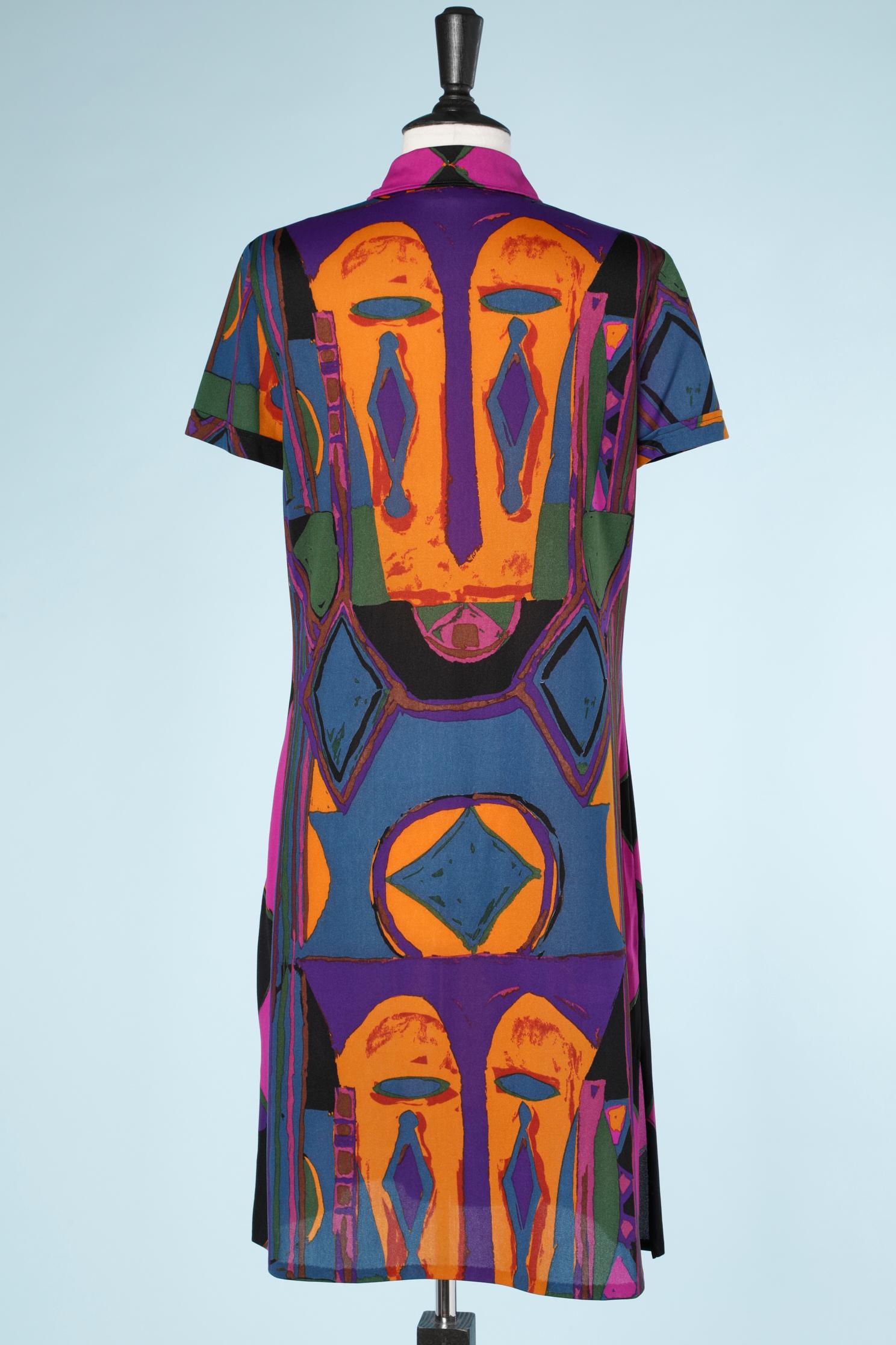 African printed jersey dress Ken Scott  For Sale 1