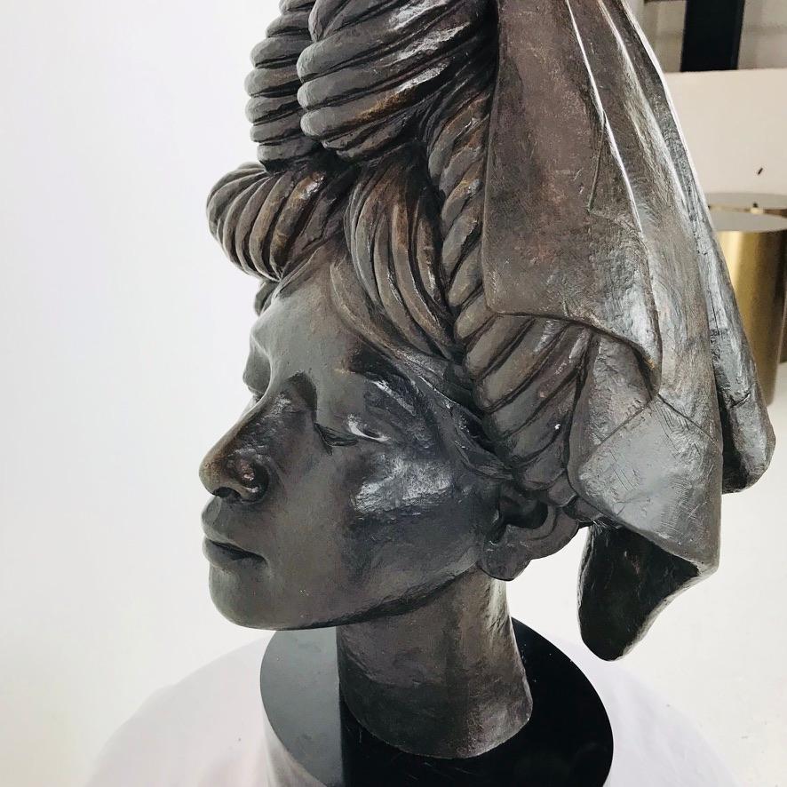 African Queen Bronze Bust 7