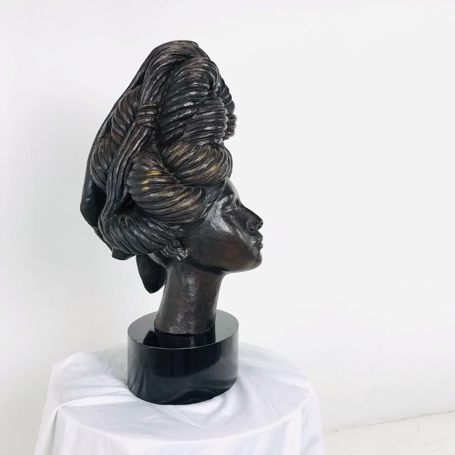 Mid-Century Modern African Queen Bronze Bust