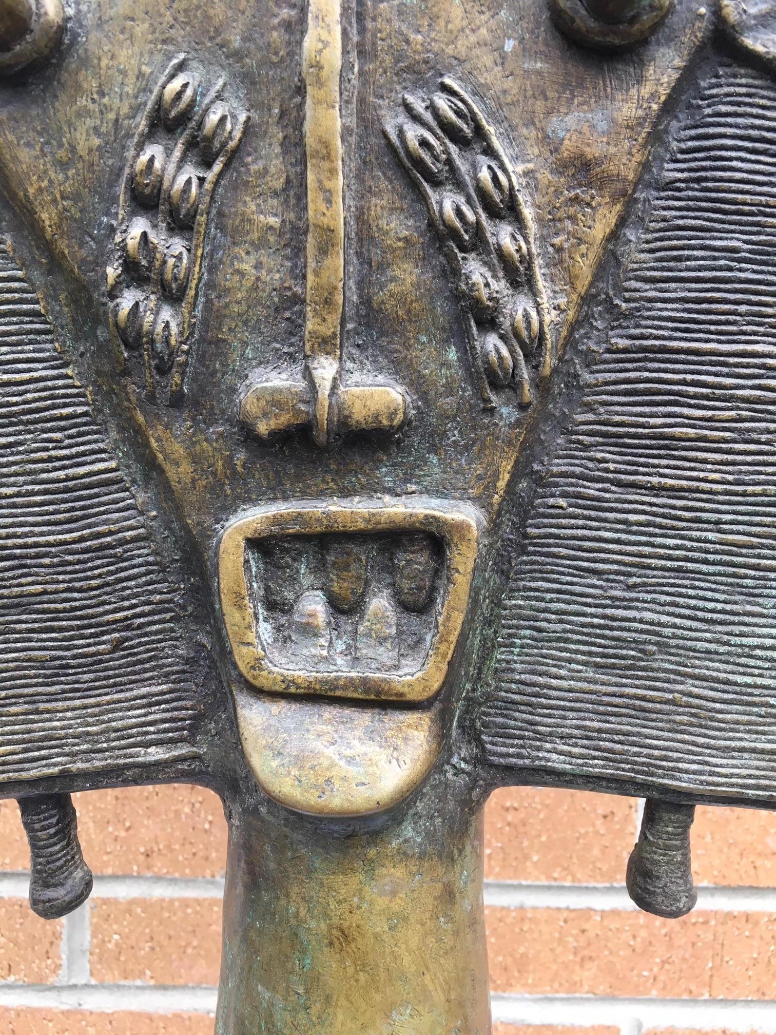 Gabonese African Reliquary Kota Large Bronze Sculpture from Gabon, Mbulu-Ngulu