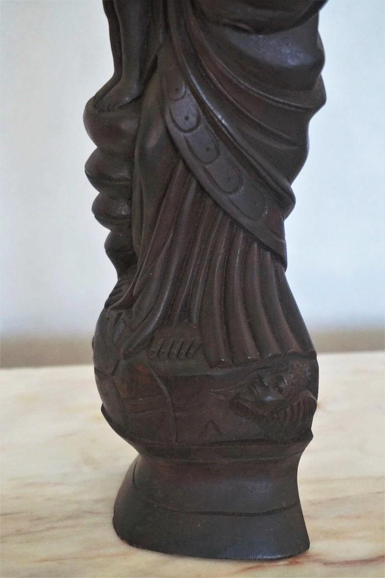 African Rosewood Hand Carved Sculpture of Holy Mary Holding Baby Jesus For Sale 2