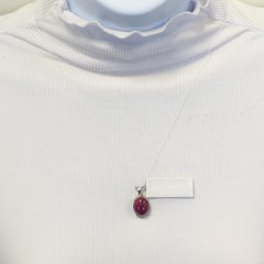 African Ruby and White Diamond Pendant in Platinum