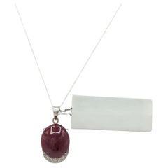 African Ruby and White Diamond Pendant in Platinum