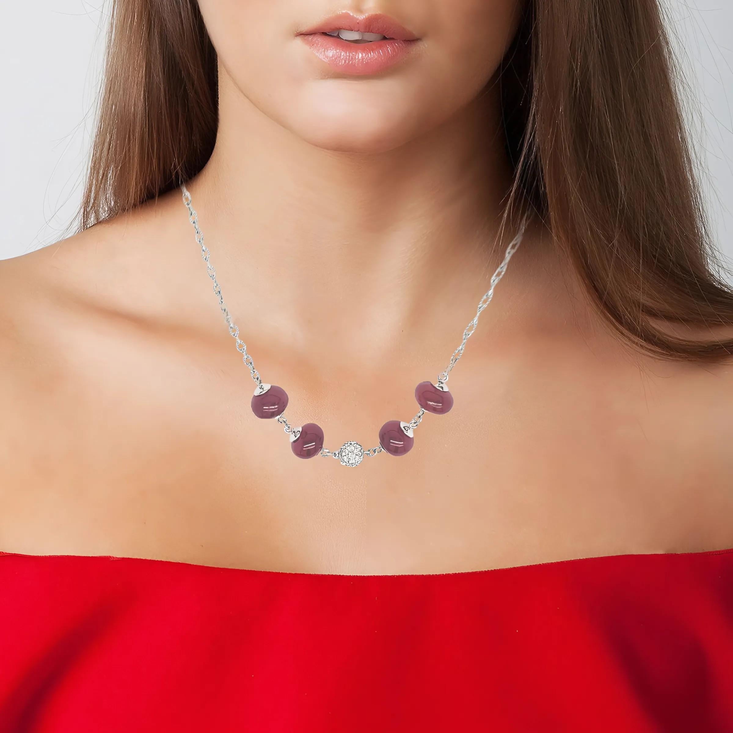 Donna Collana di perle di rubino africano con catena in oro 18k in vendita