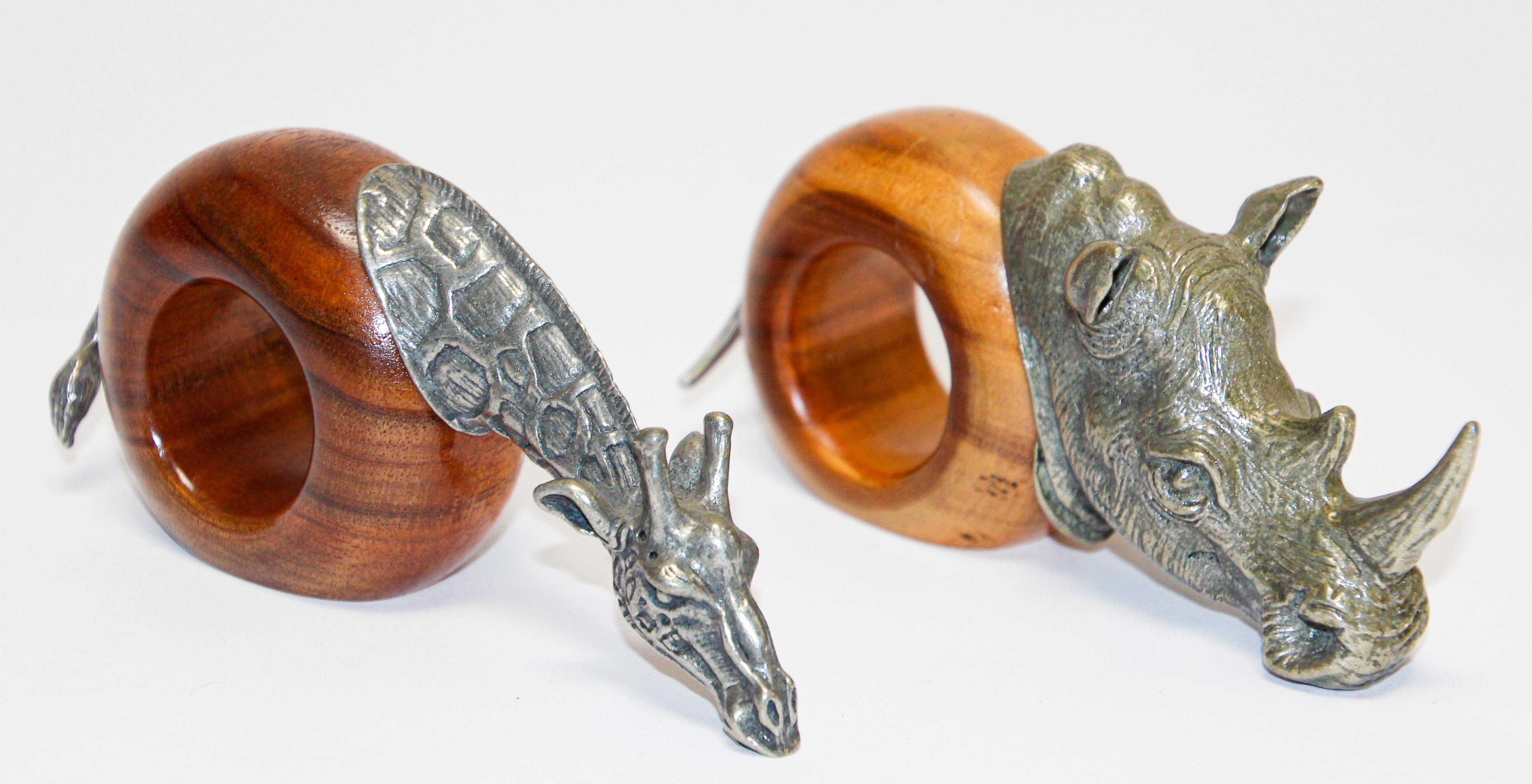 African Safari figural napkin rings.
The Rhino and Giraffe napkin rings are an elegant way to adorn your table with the spirit and image of the natural wonders of Africa.
These elegant napkin holders were designed in South Africa by Paul Gibbs and