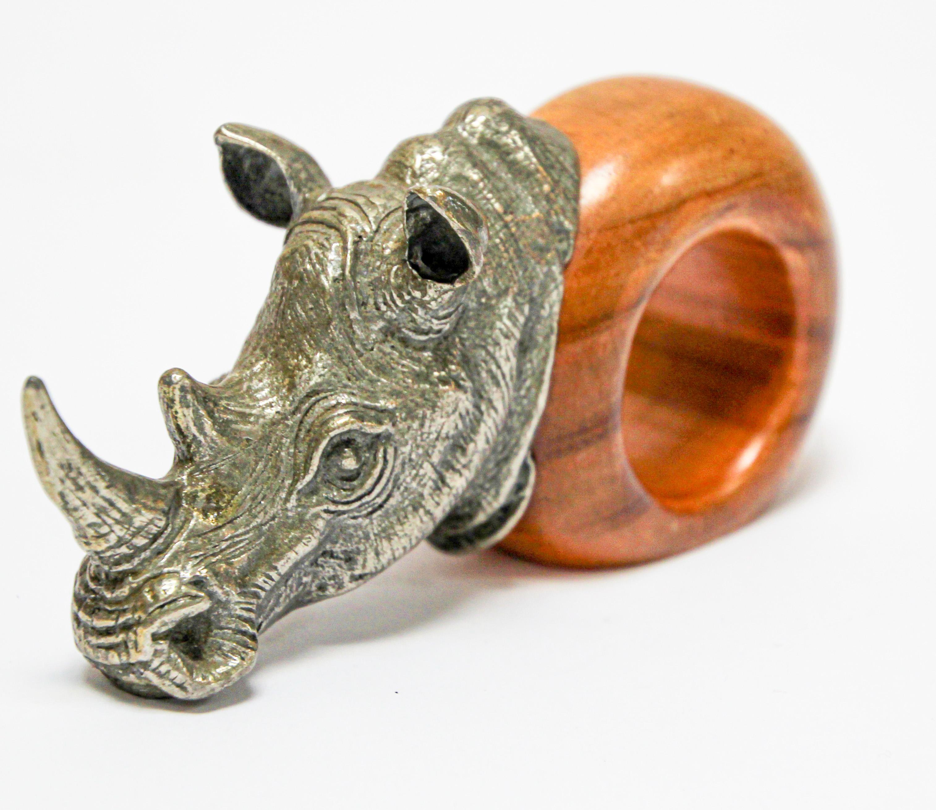 Hand-Carved African Safari Figural Animal Napkin Rings