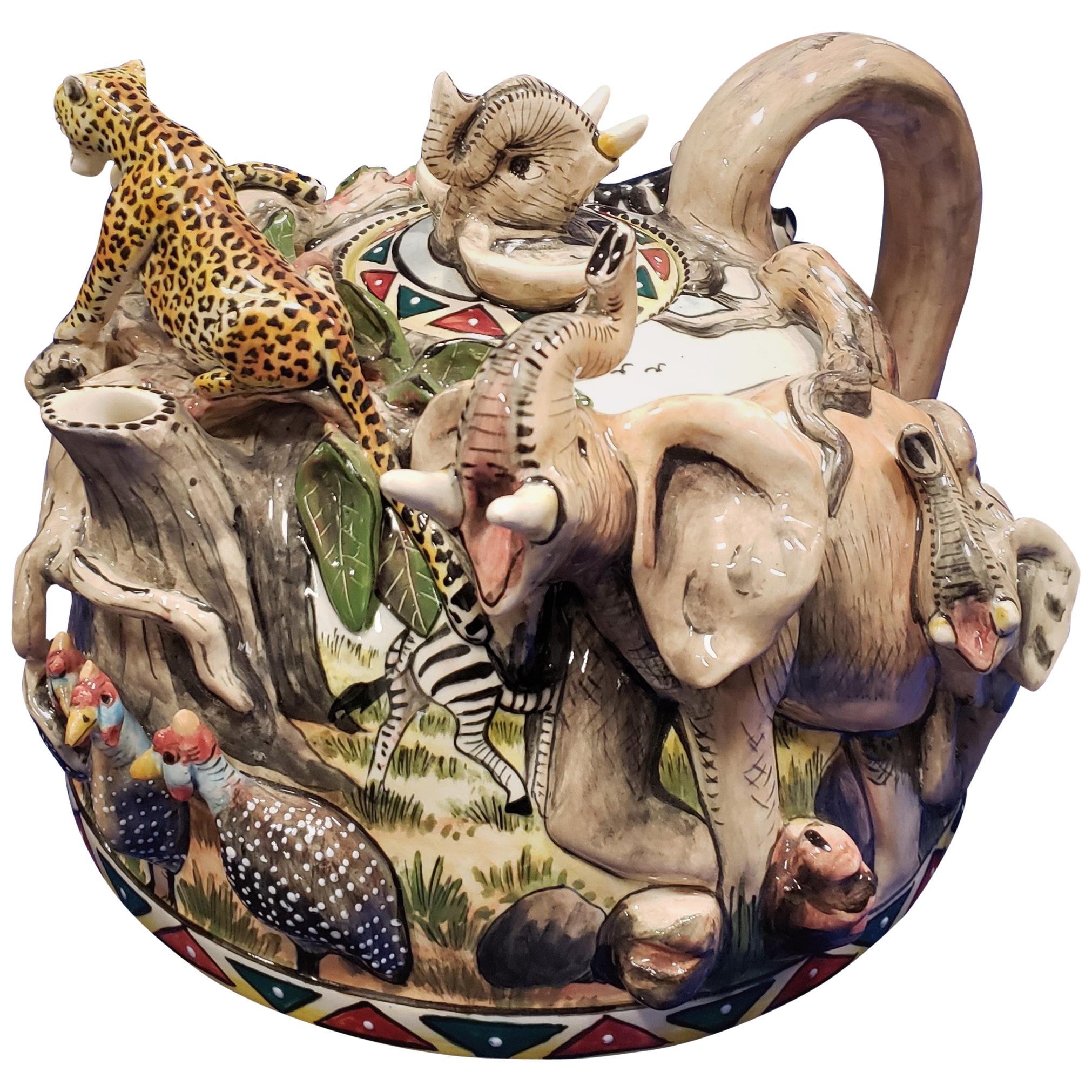 African Safari Porcelain Tea Pot by E. Kawina