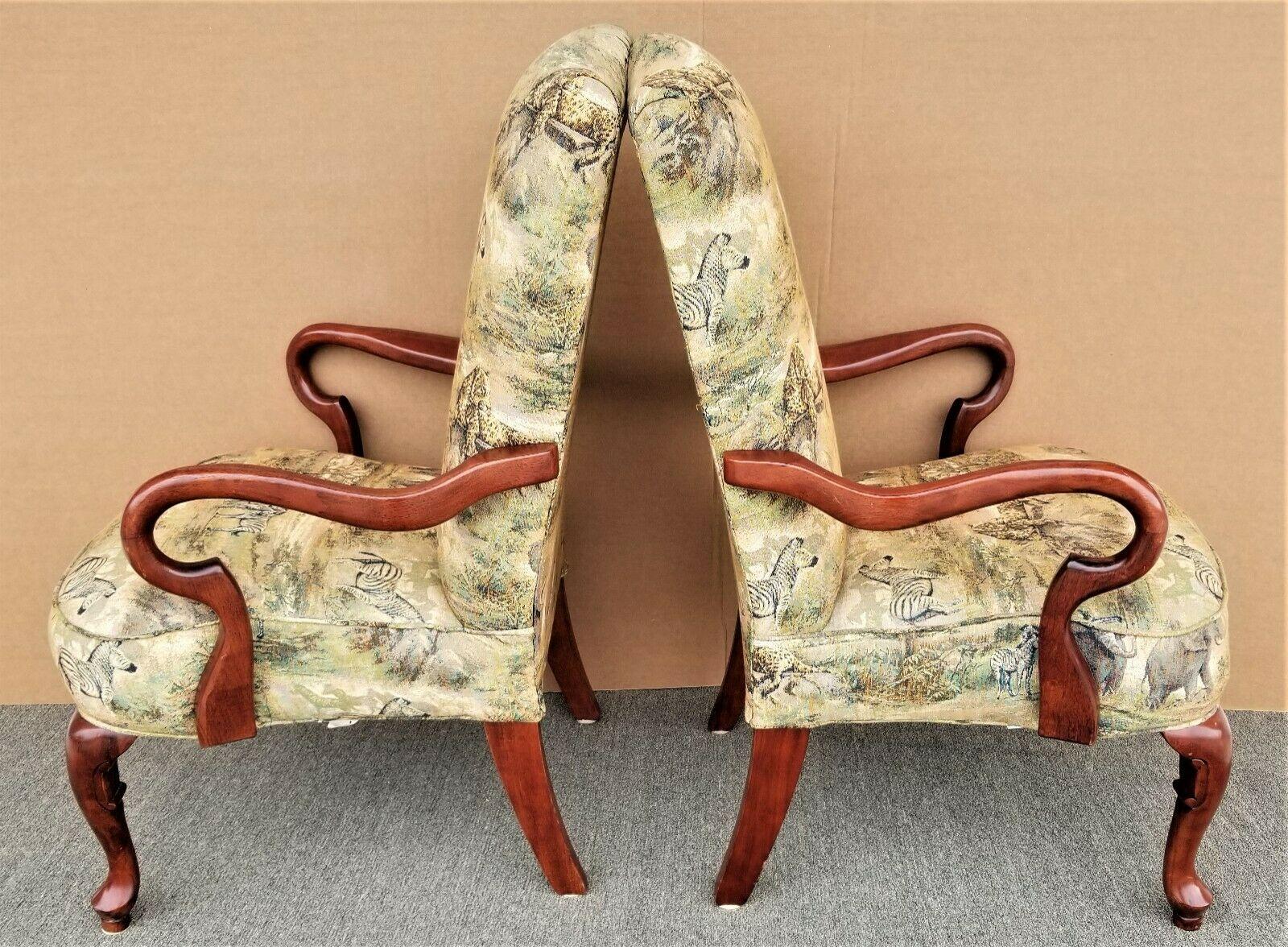 African Safari Style Accent Dining Armchairs, Set of 2 In Good Condition For Sale In Lake Worth, FL