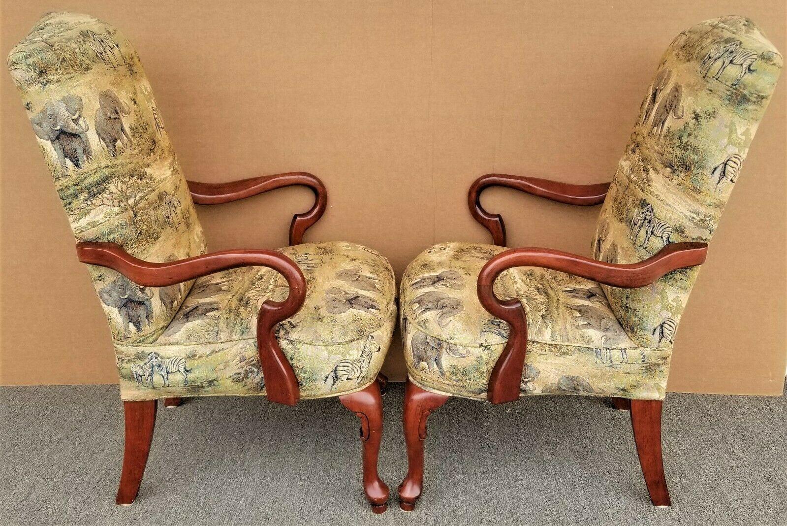 Late 20th Century African Safari Style Accent Dining Armchairs, Set of 2 For Sale