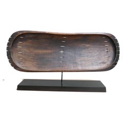 African Sculptural Wooden Harp Mounted on Custom Stand