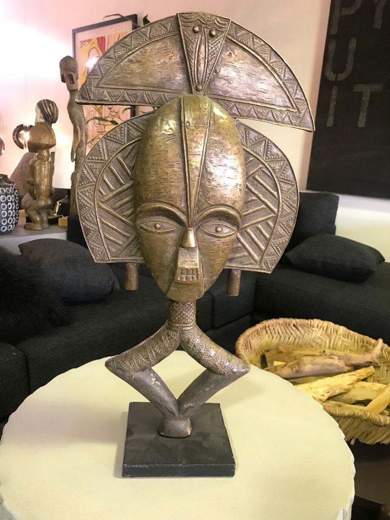 Brass African Sculpture Kota Reliquary Figure