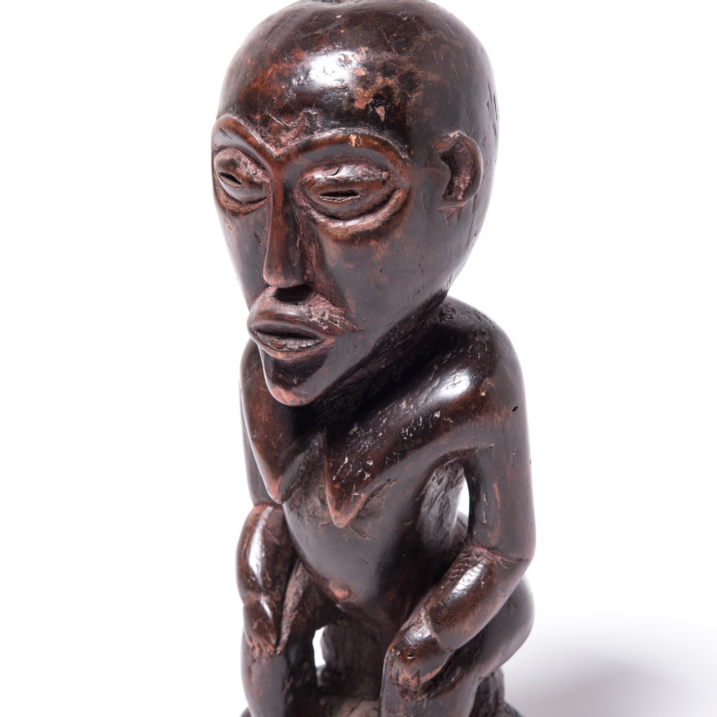 Congolese African Seated Luba Figure For Sale