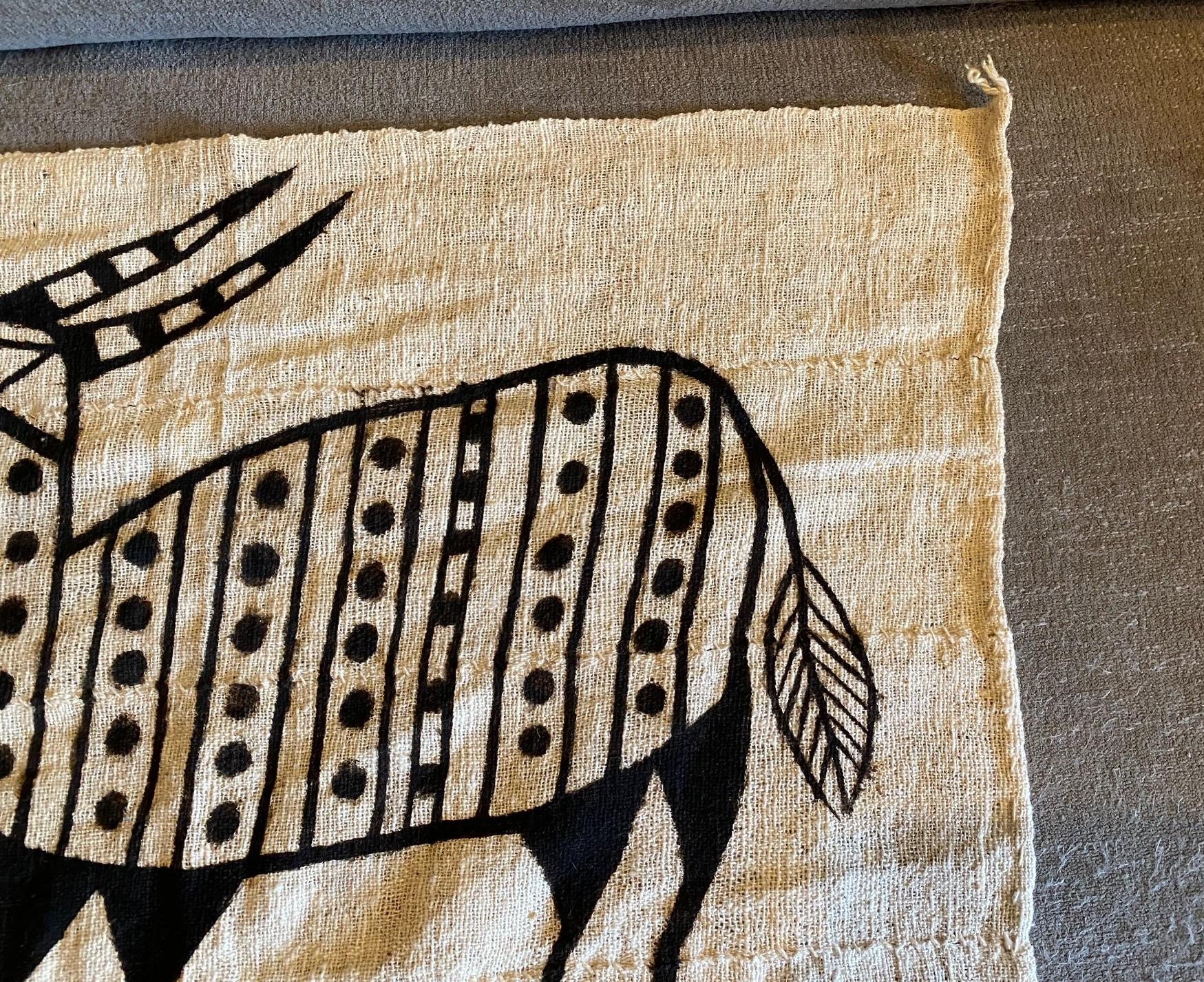 African Senufo Korhogo Large Mid-Century Folk Art Mud Cloth Textile Painting in vendita 5