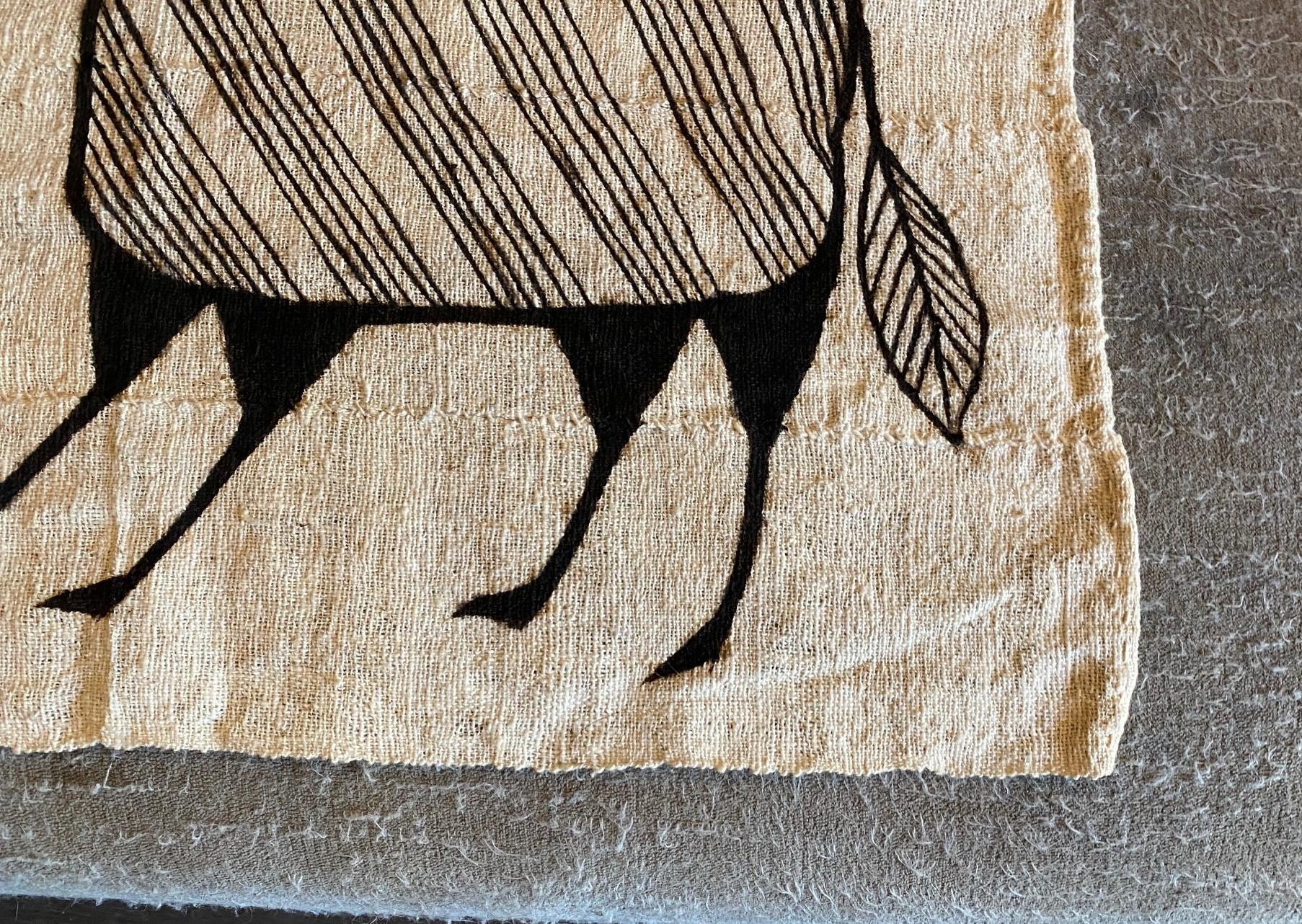 African Senufo Korhogo Large Mid-Century Folk Art Mud Cloth Textile Painting in vendita 6