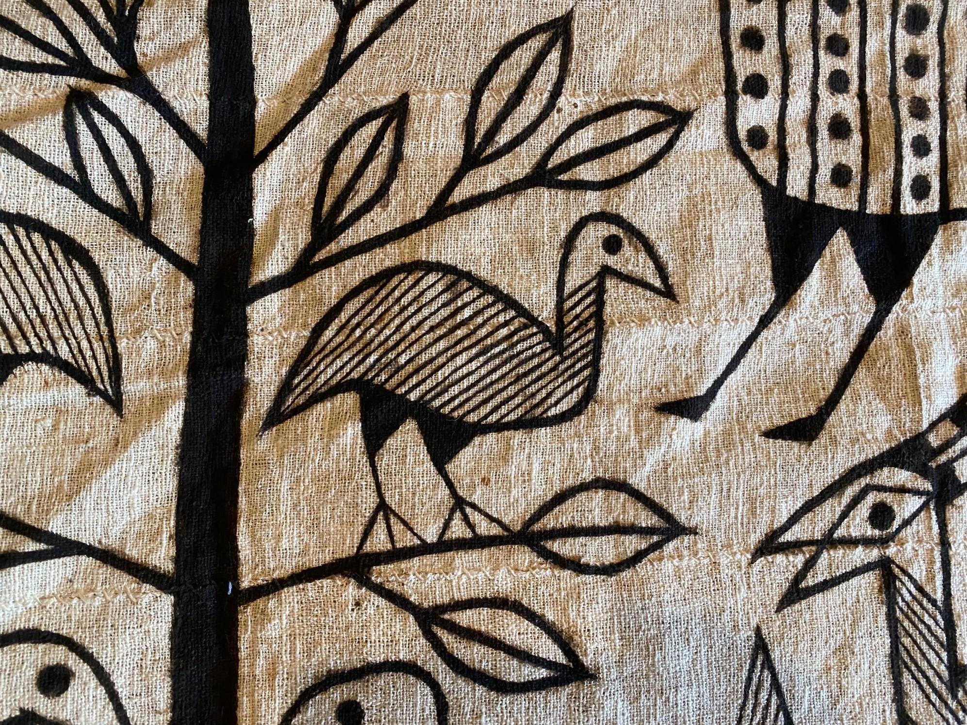 African Senufo Korhogo Large Mid-Century Folk Art Mud Cloth Textile Painting in vendita 10