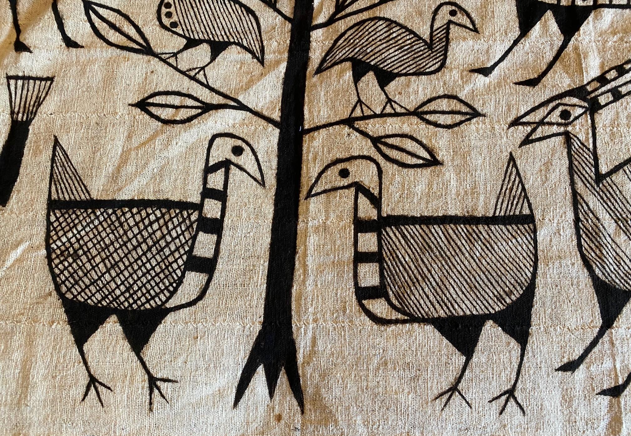 African Senufo Korhogo Large Mid-Century Folk Art Mud Cloth Textile Painting in vendita 11