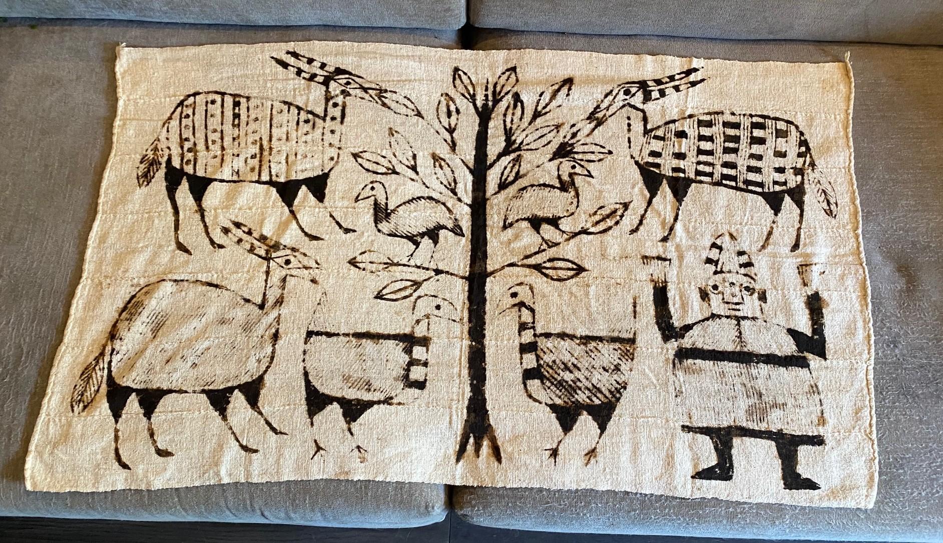 African Senufo Korhogo Large Mid-Century Folk Art Mud Cloth Textile Painting in vendita 12