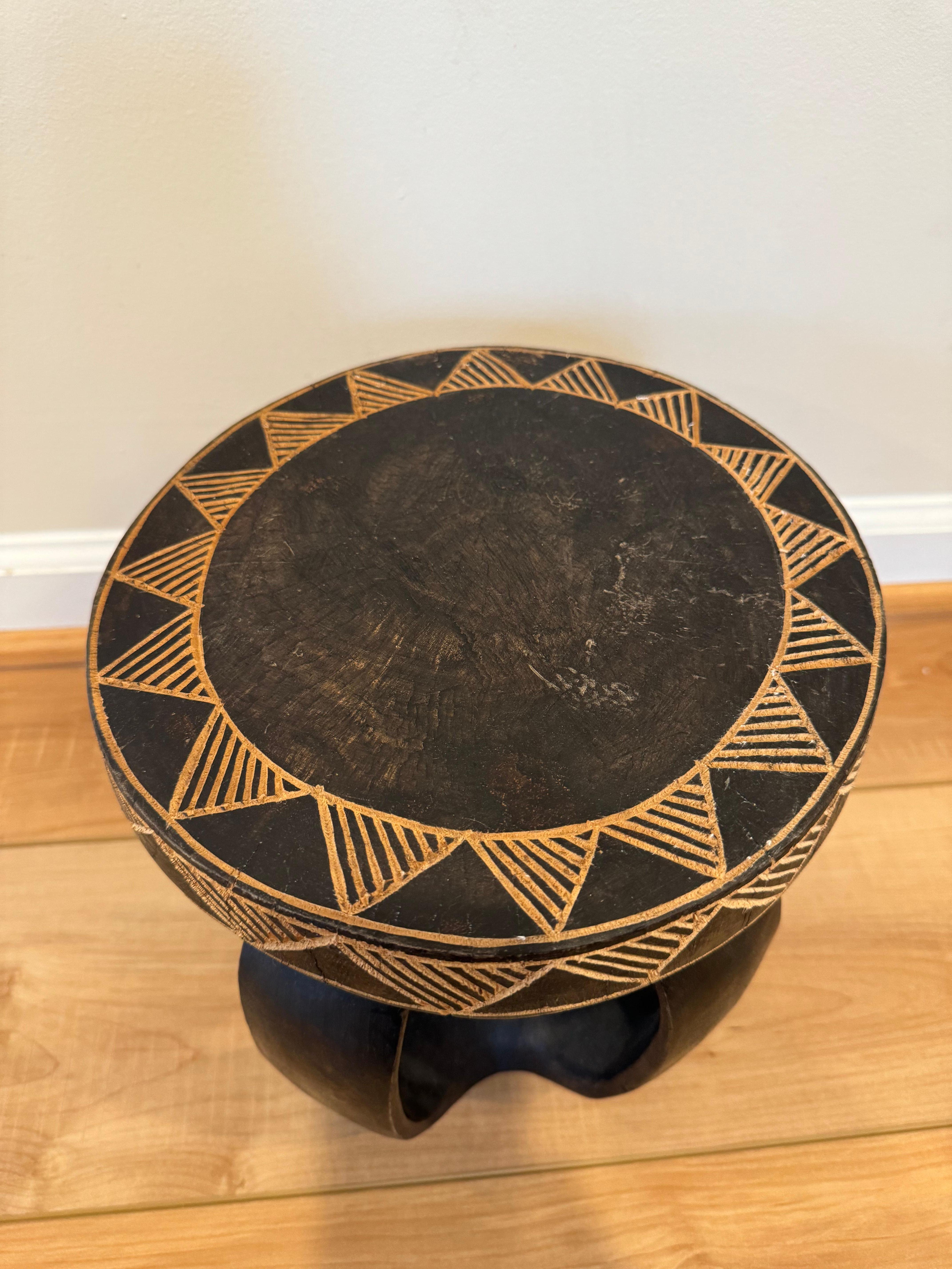 Wood African Senufo Round Stool