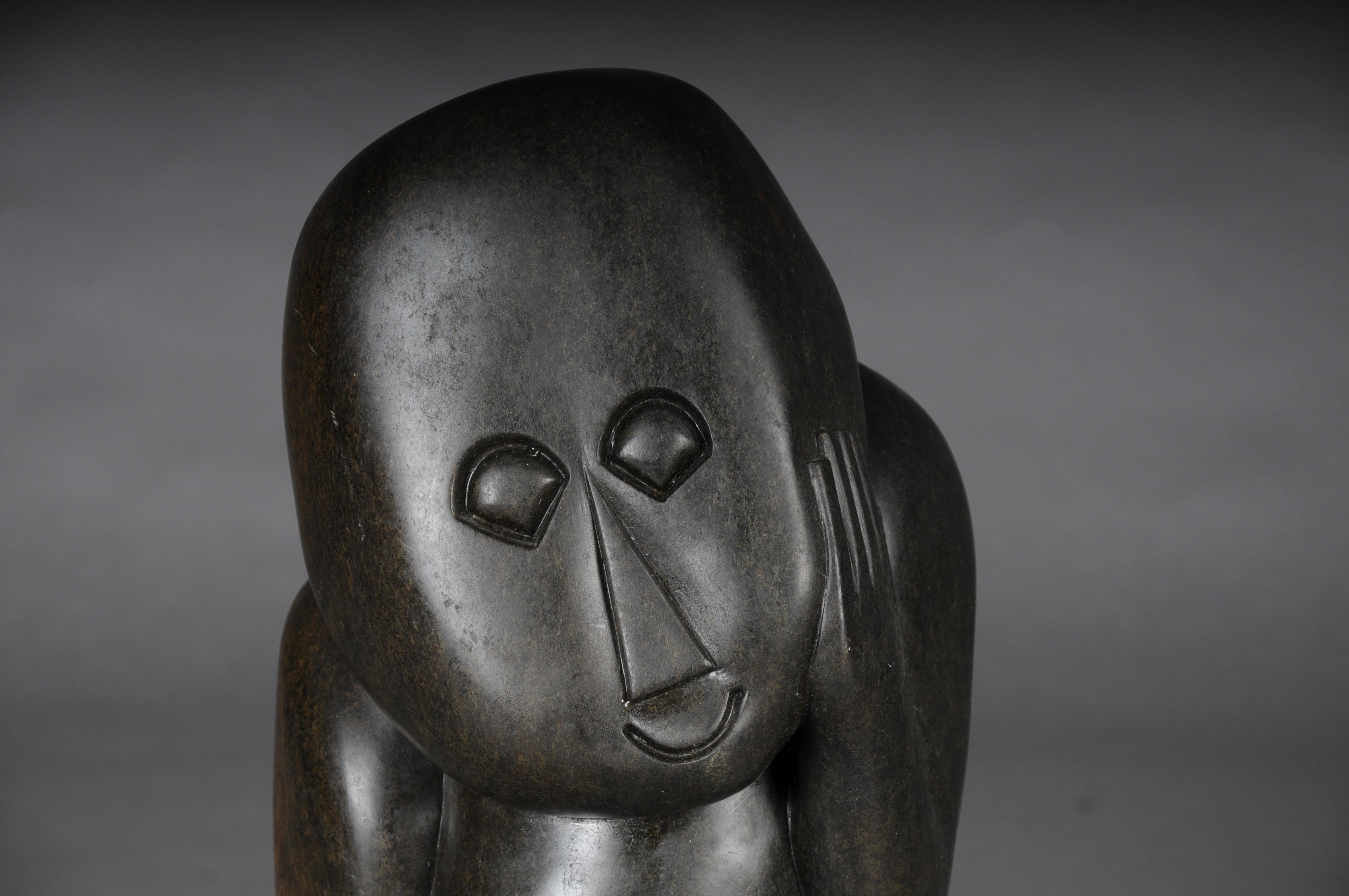 Hand-Carved African Shona Sculpture sign M. Jamba Simbabwe 1955 For Sale
